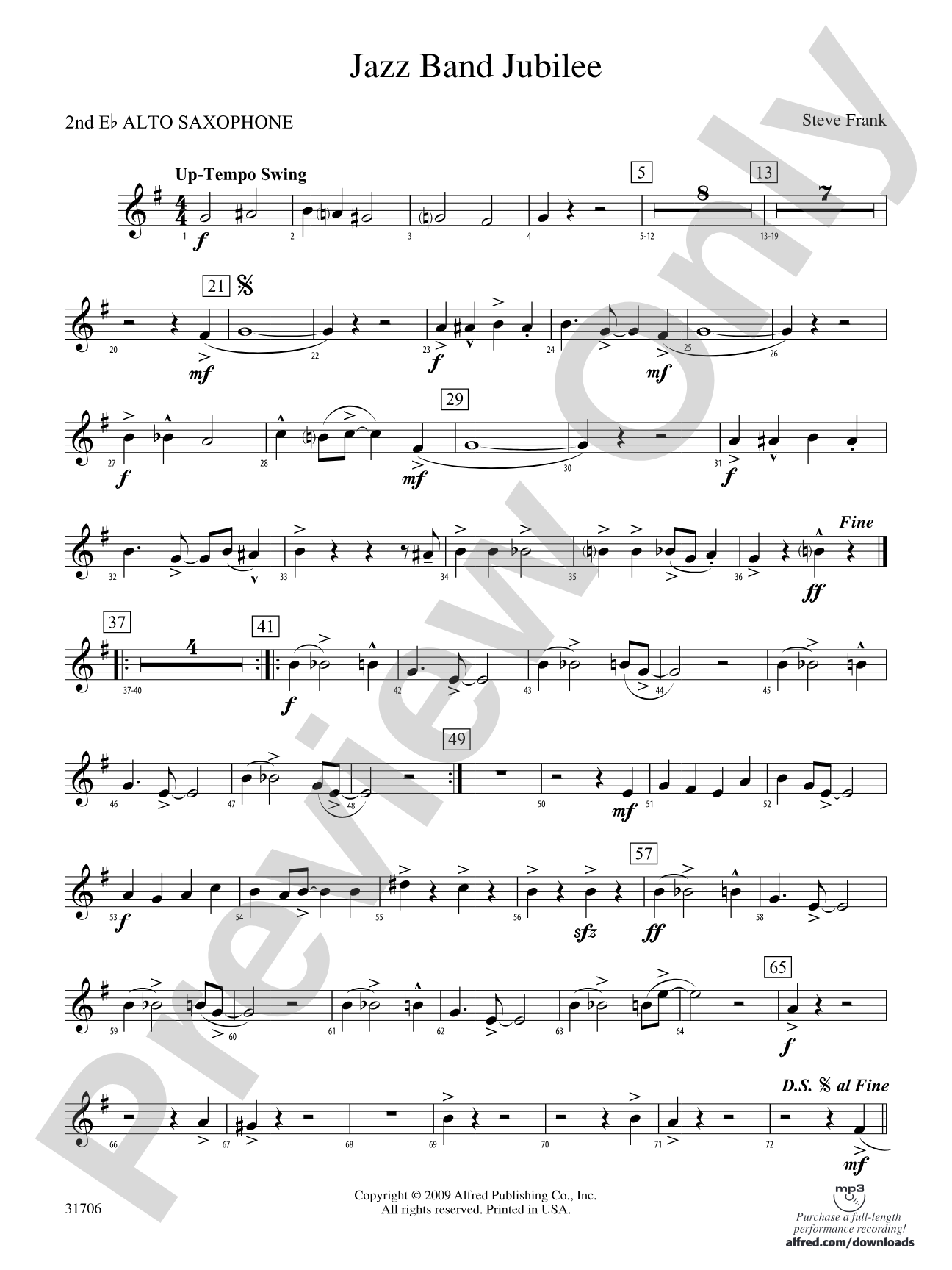 Jazz Band Jubilee: 2nd E-flat Alto Saxophone