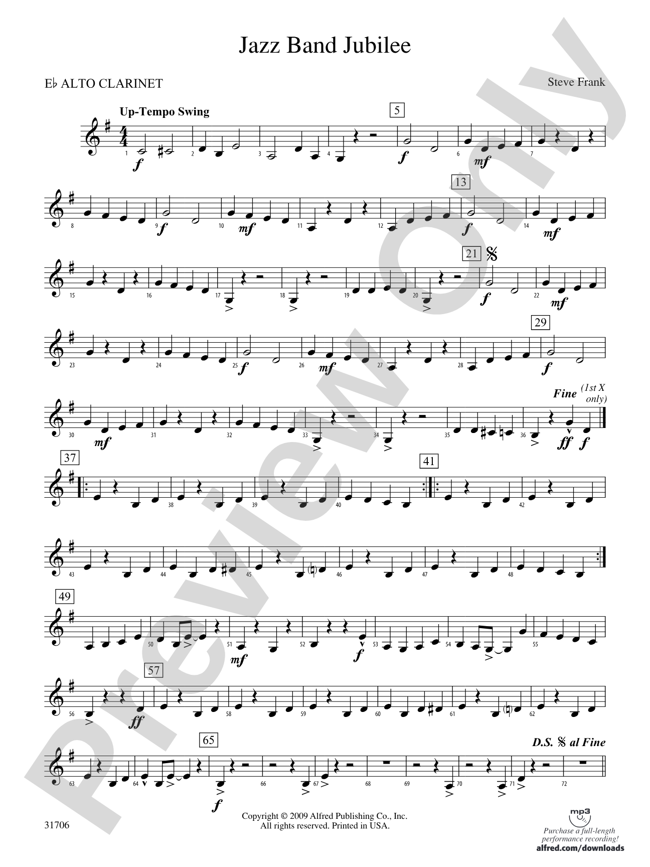 Jazz Band Jubilee: (wp) E-flat Alto Clarinet