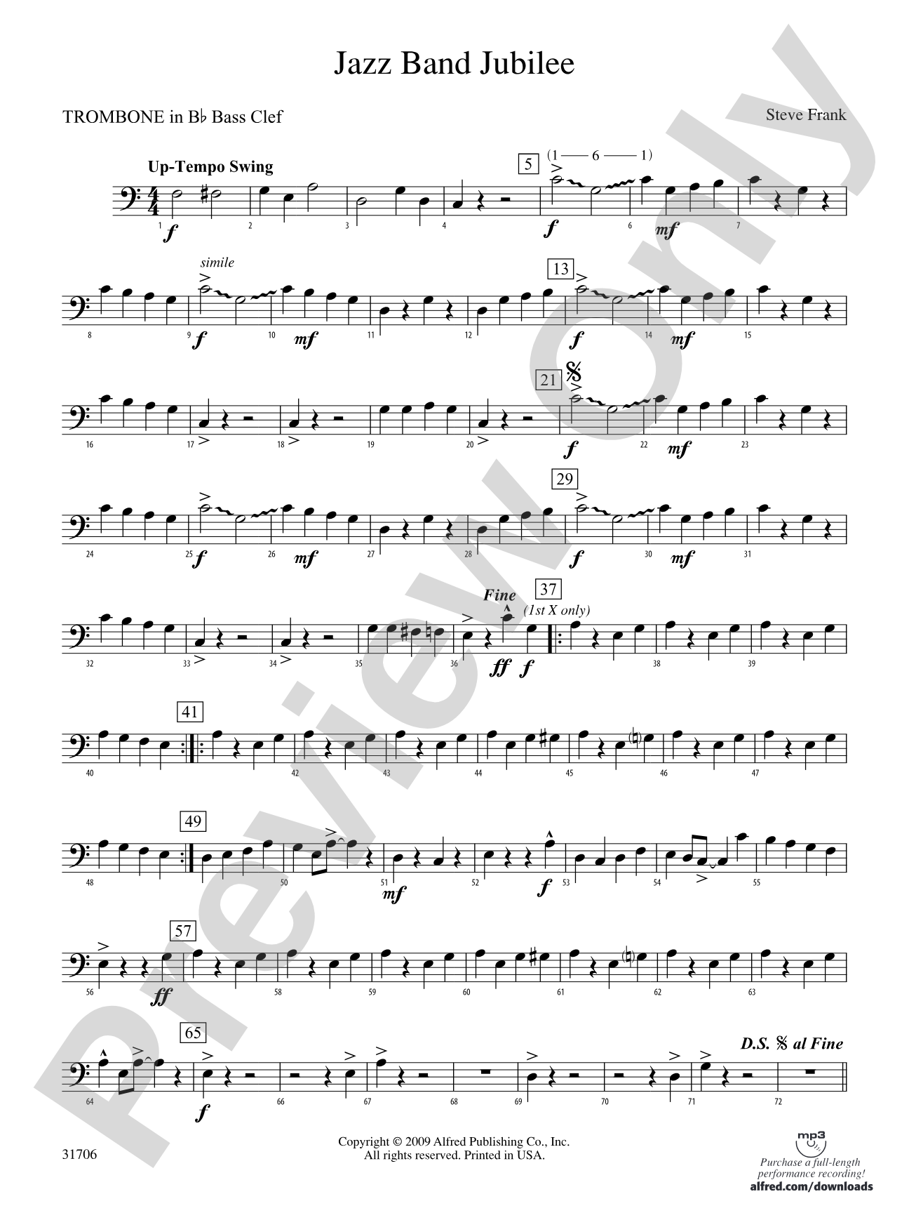 Jazz Band Jubilee: (wp) 1st B-flat Trombone B.C.