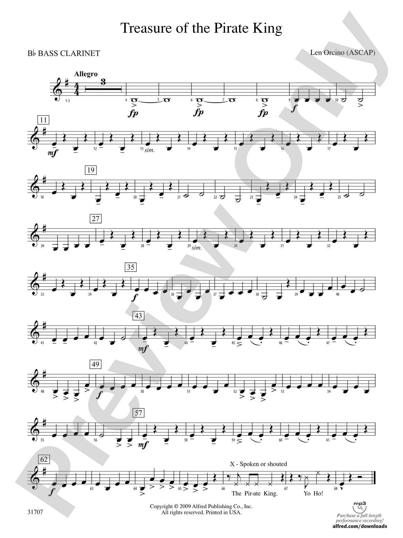Treasure of the Pirate King: B-flat Bass Clarinet