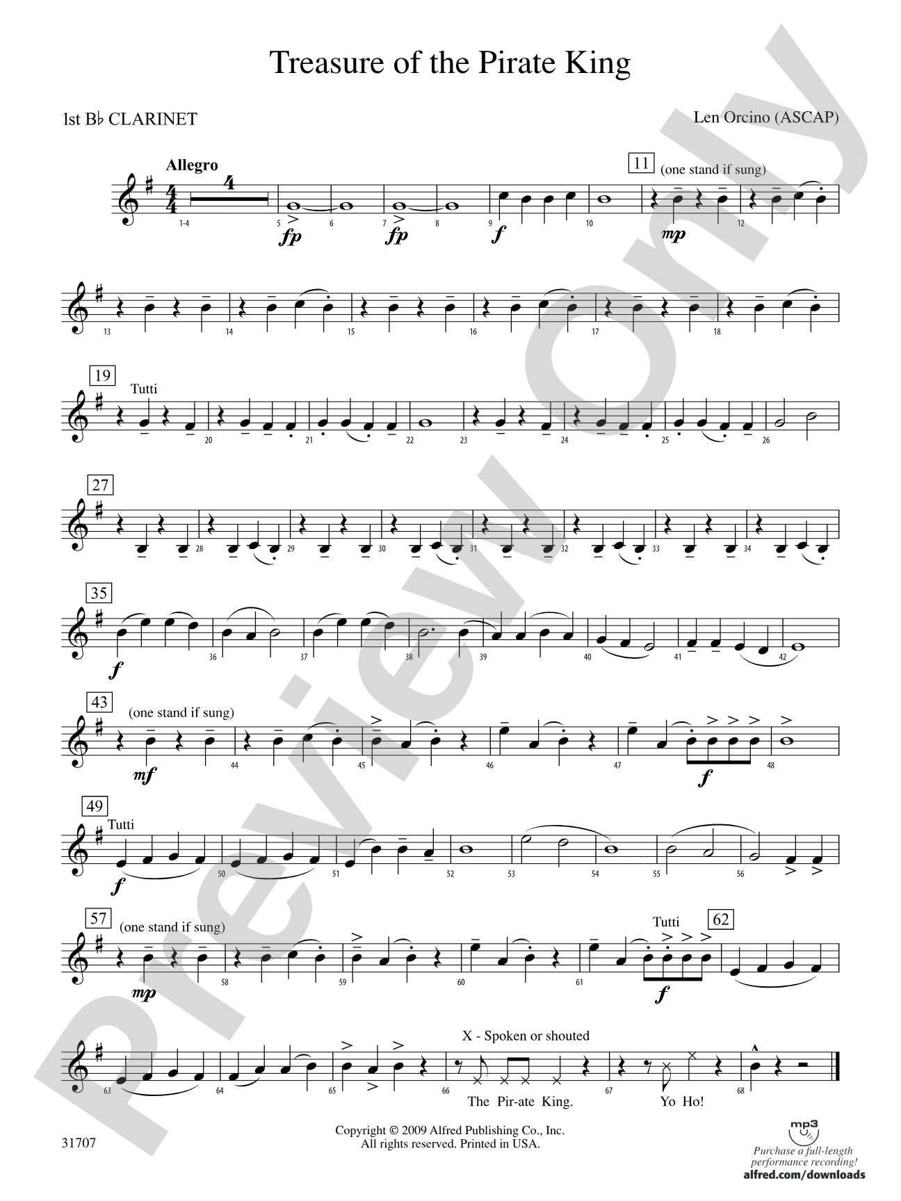 Treasure of the Pirate King: 1st B-flat Clarinet