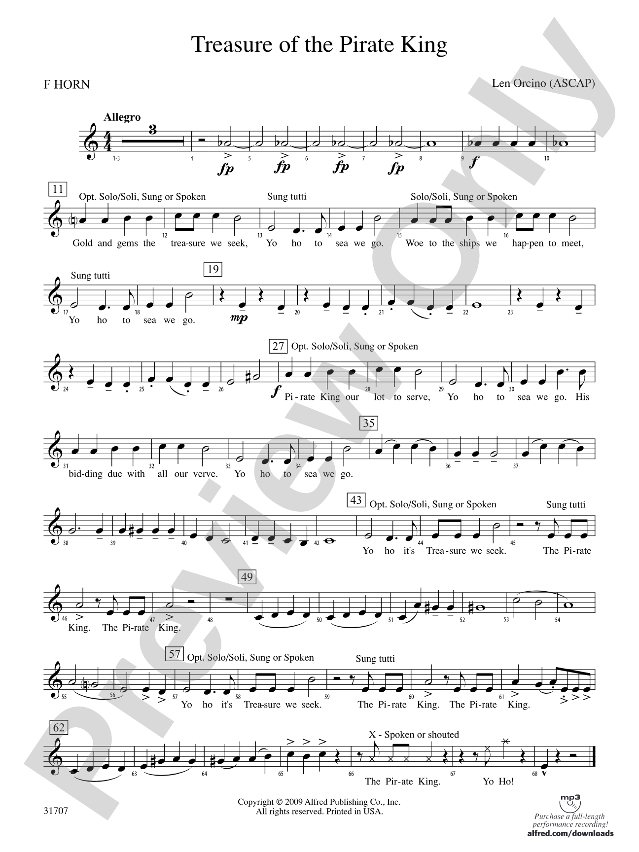 Treasure of the Pirate King: 1st F Horn