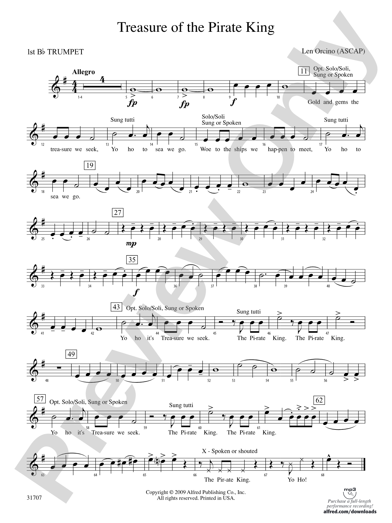 Treasure of the Pirate King: 1st B-flat Trumpet