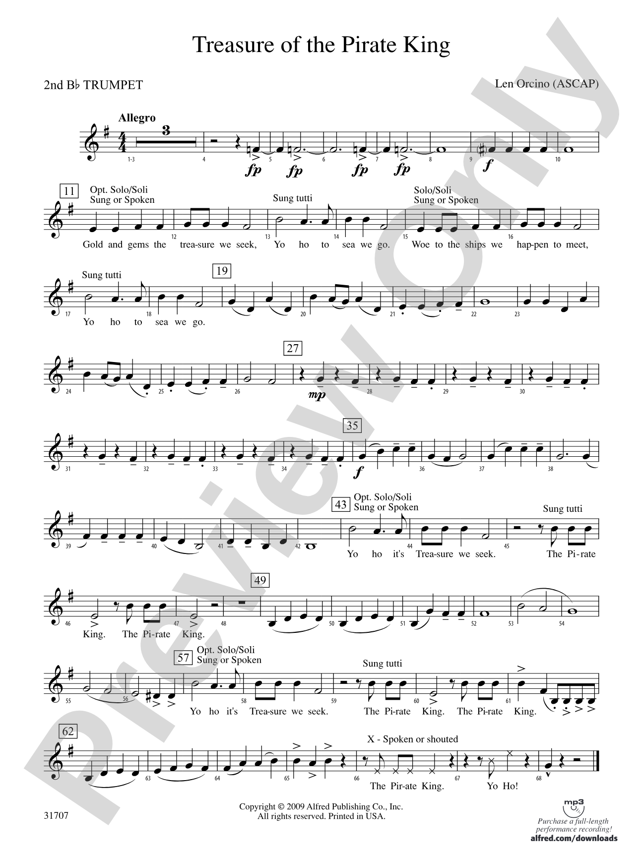 Treasure of the Pirate King: 2nd B-flat Trumpet