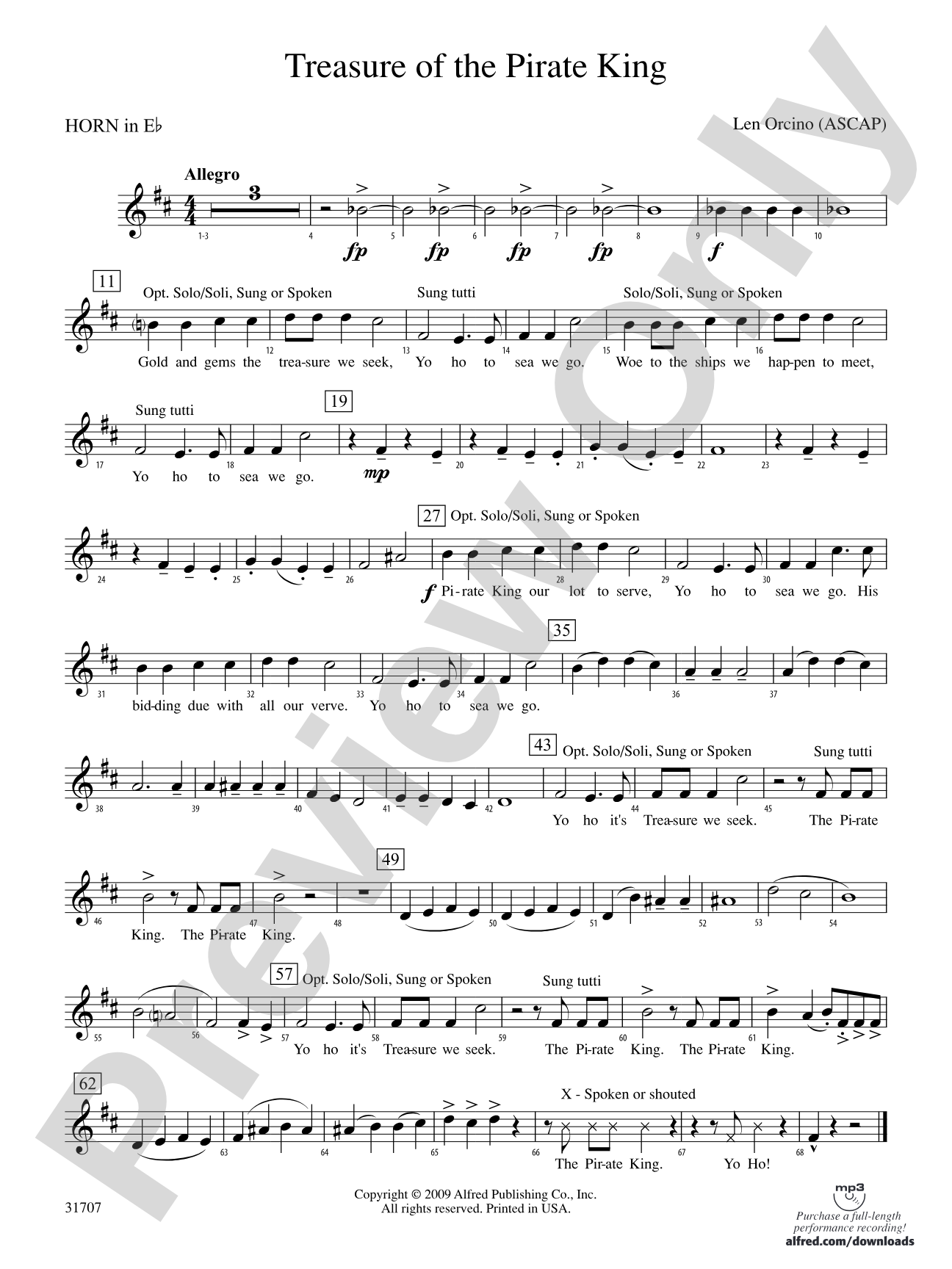 Treasure of the Pirate King: (wp) 1st Horn in E-flat