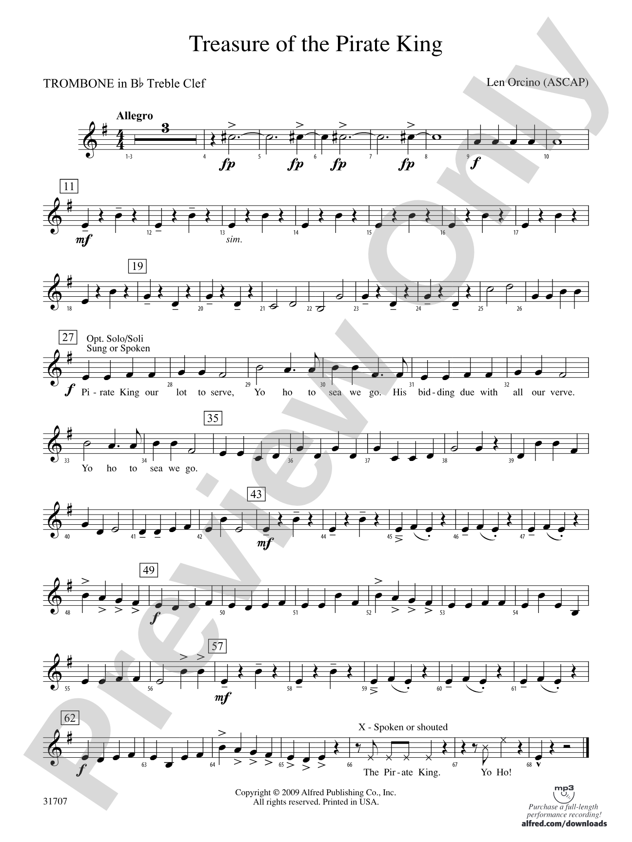 Treasure of the Pirate King: (wp) 1st B-flat Trombone T.C.