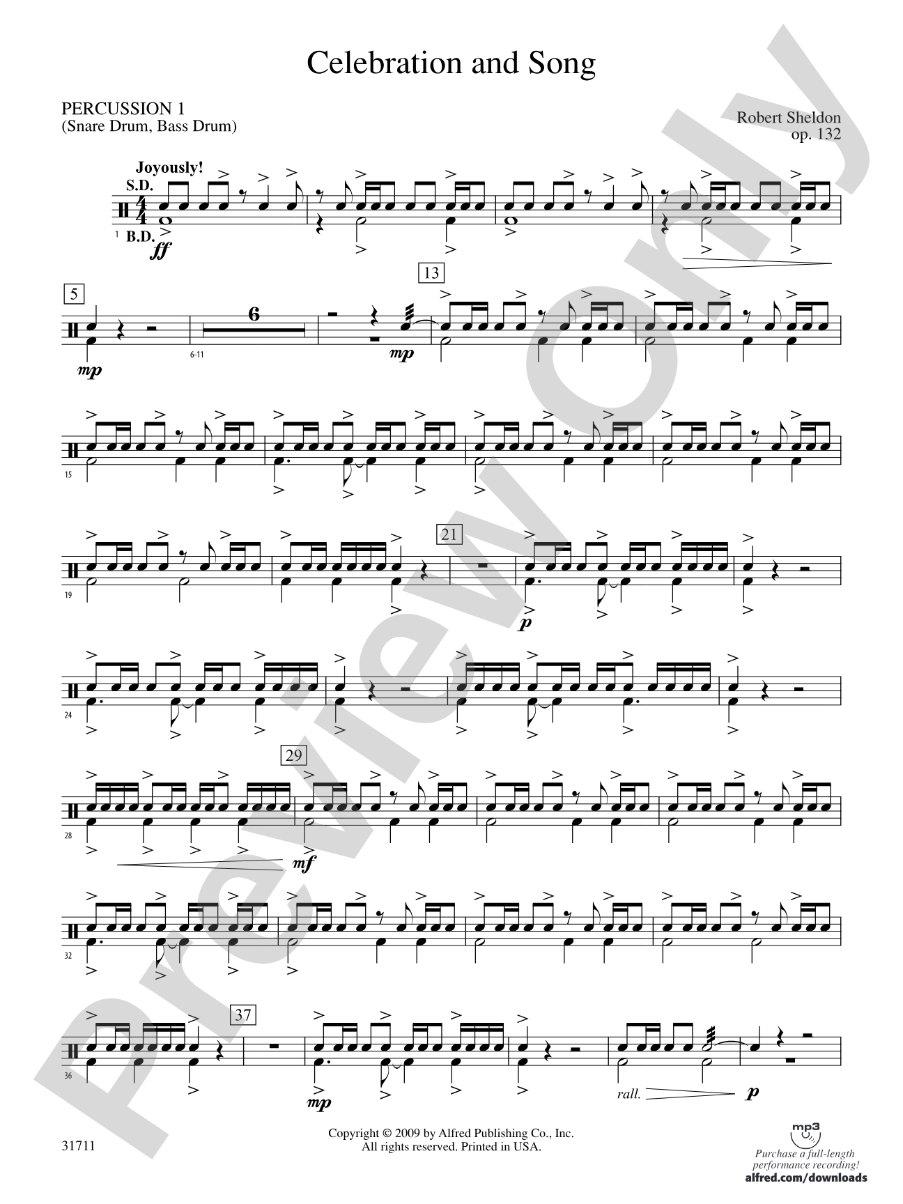 Celebration and Song: 1st Percussion