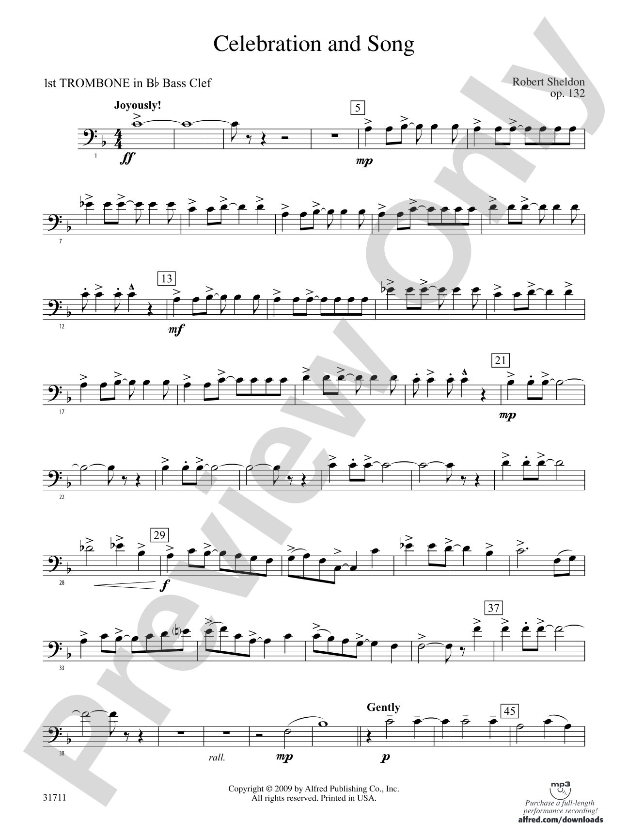Celebration and Song: (wp) 1st B-flat Trombone B.C.