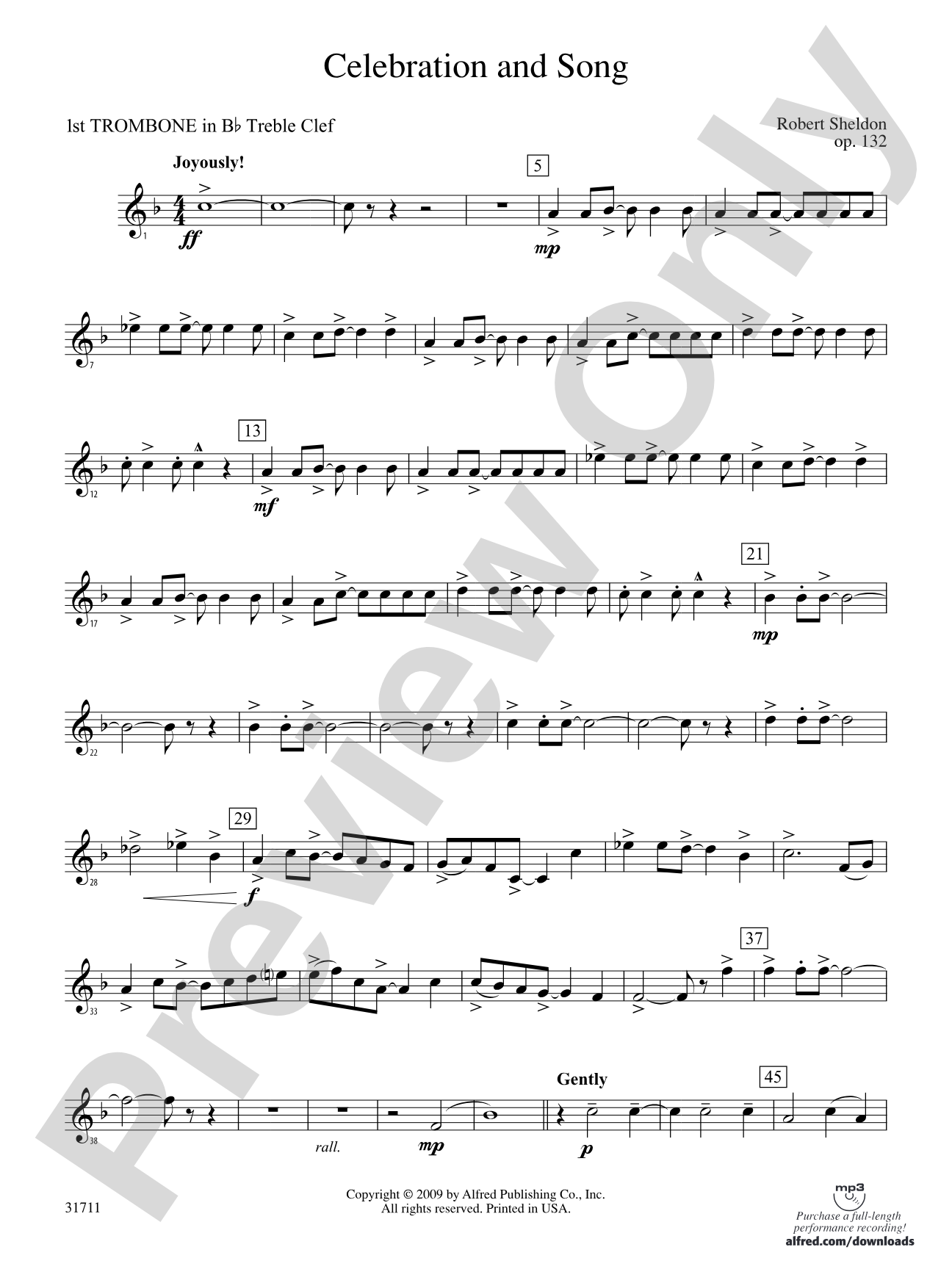 Celebration and Song: (wp) 1st B-flat Trombone T.C.