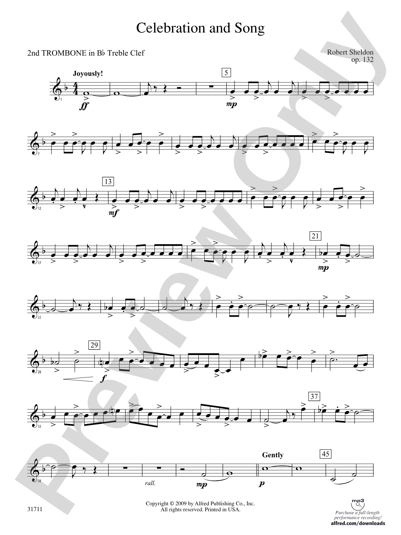 Celebration and Song: (wp) 2nd B-flat Trombone T.C.