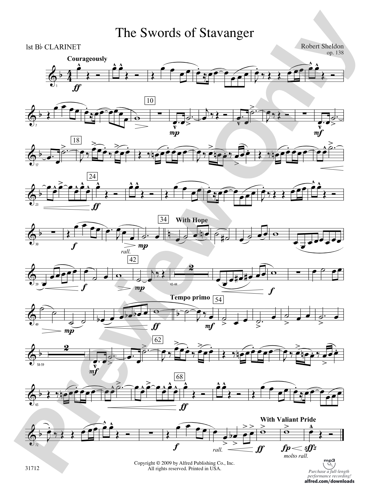 The Swords of Stavanger: 1st B-flat Clarinet