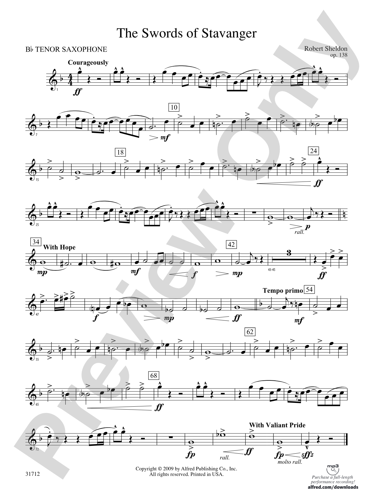 The Swords of Stavanger: B-flat Tenor Saxophone