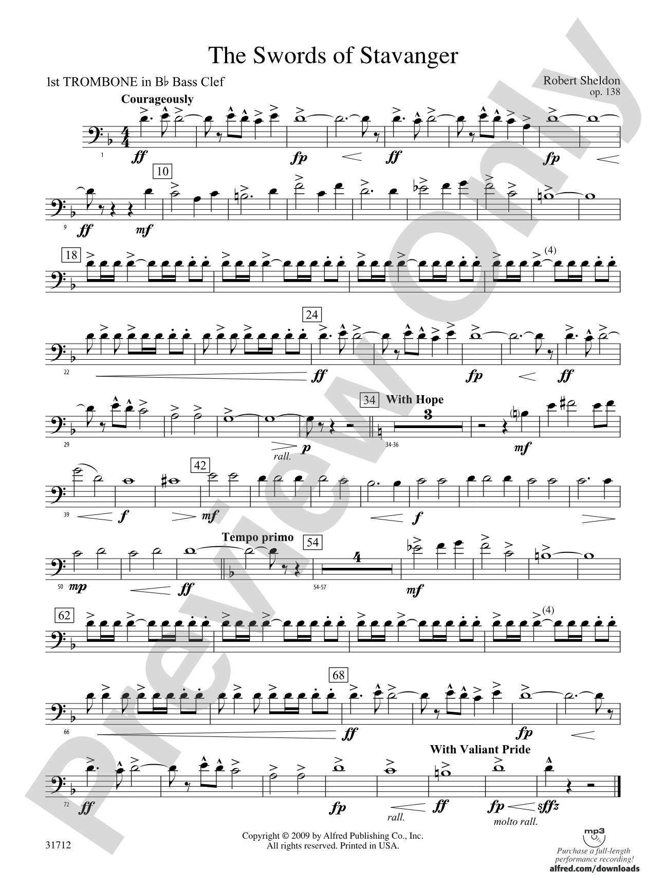 The Swords of Stavanger: (wp) 1st B-flat Trombone B.C.