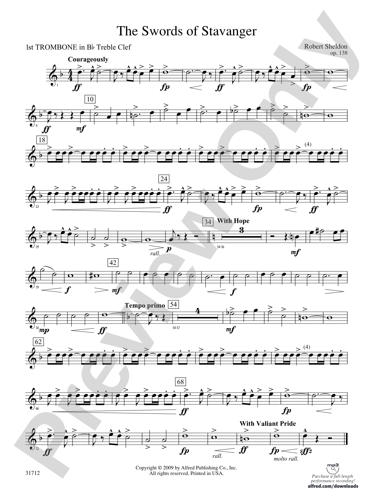 The Swords of Stavanger: (wp) 1st B-flat Trombone T.C.