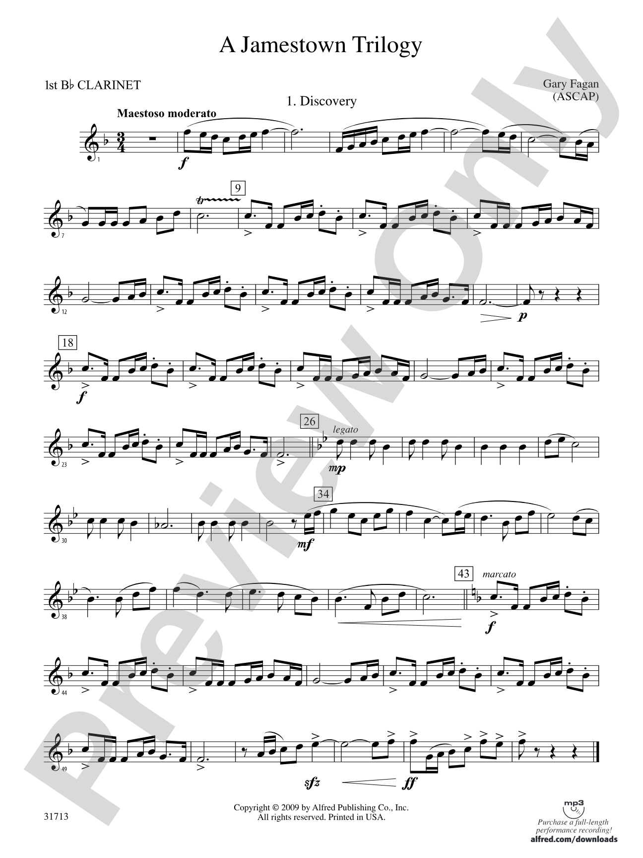 A Jamestown Trilogy: 1st B-flat Clarinet