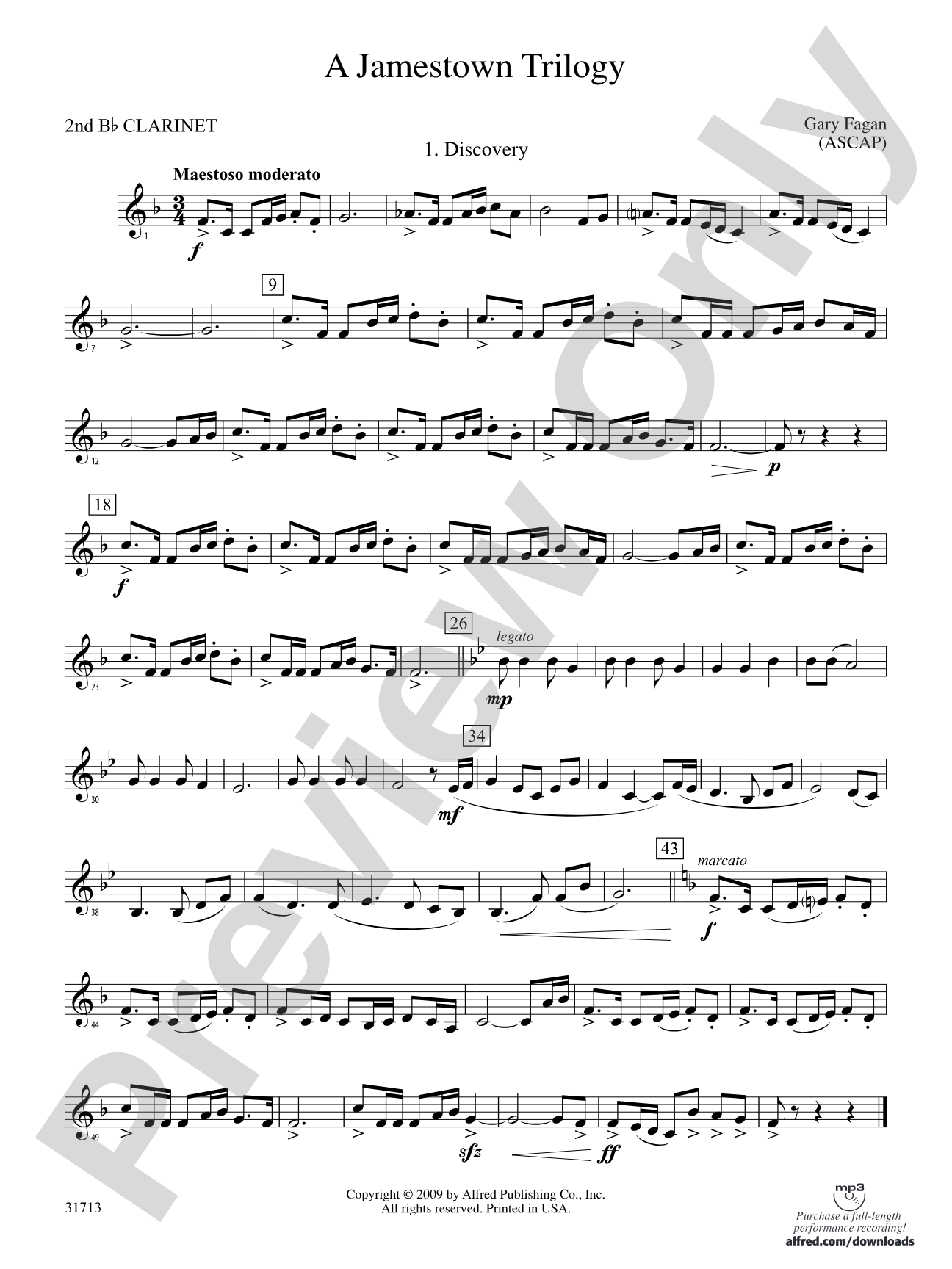 A Jamestown Trilogy: 2nd B-flat Clarinet