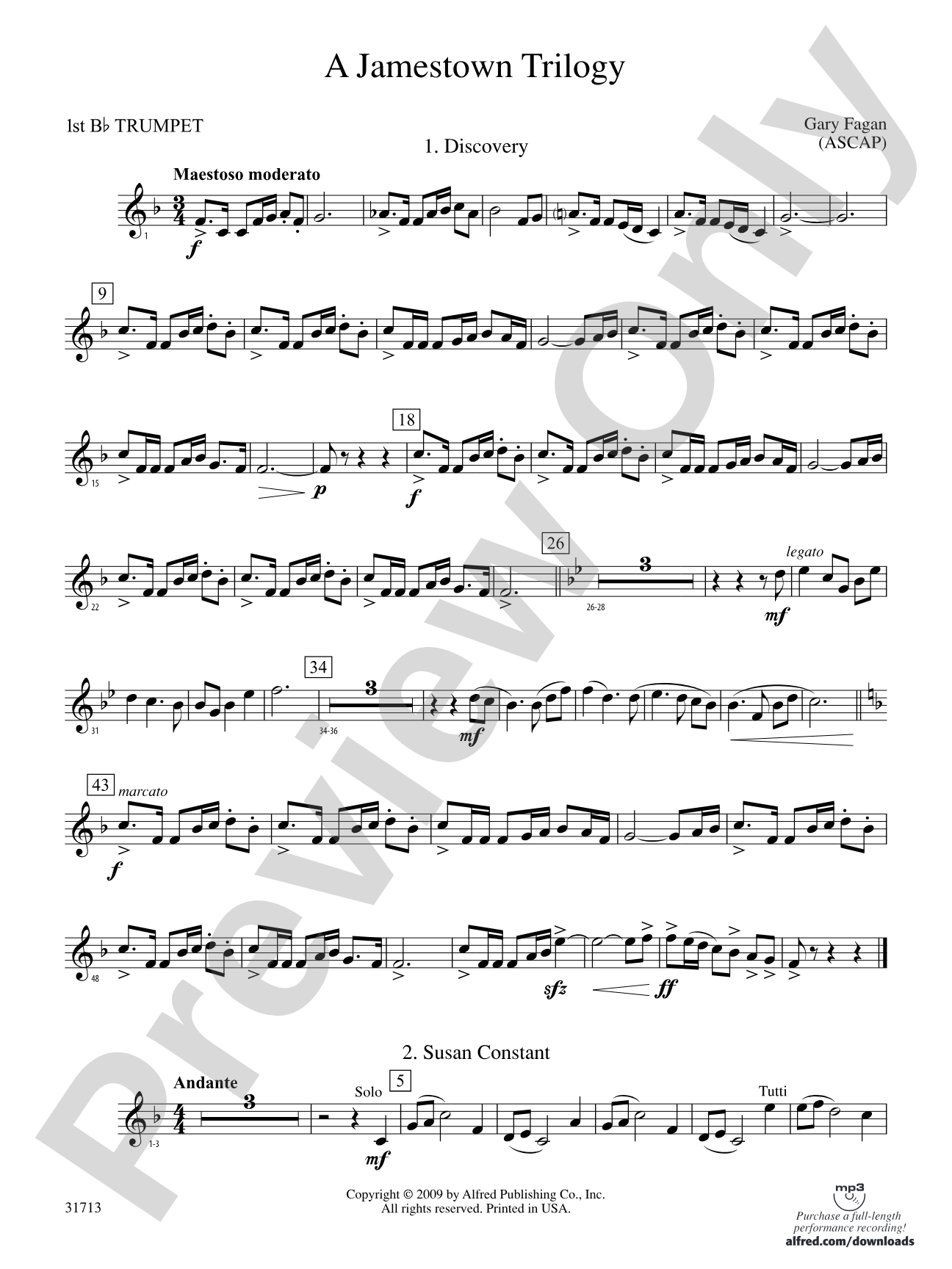 A Jamestown Trilogy: 1st B-flat Trumpet