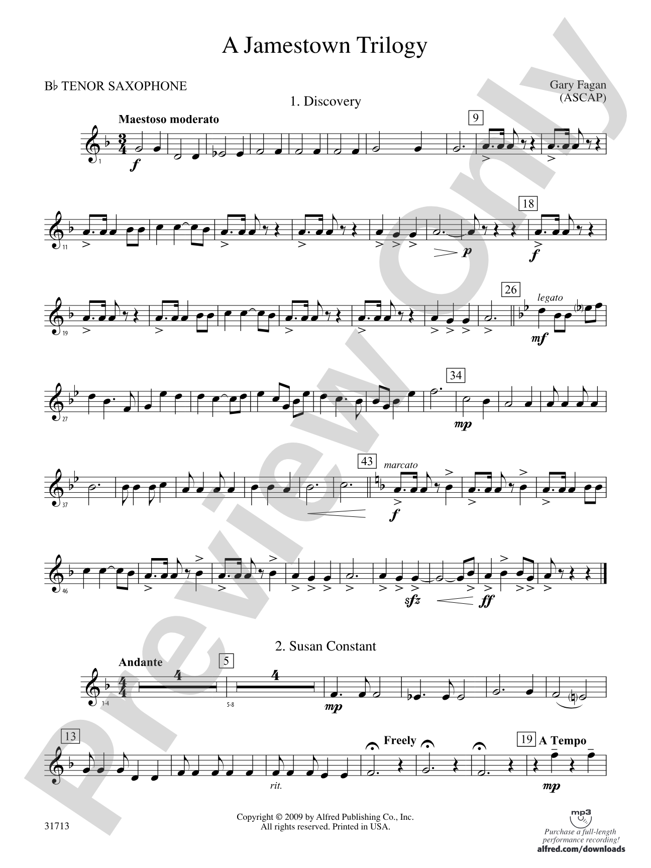 A Jamestown Trilogy: B-flat Tenor Saxophone