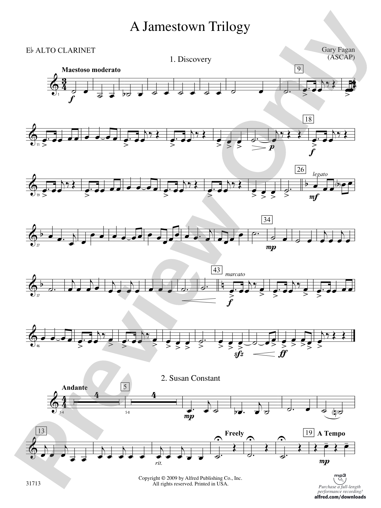 A Jamestown Trilogy: (wp) E-flat Alto Clarinet
