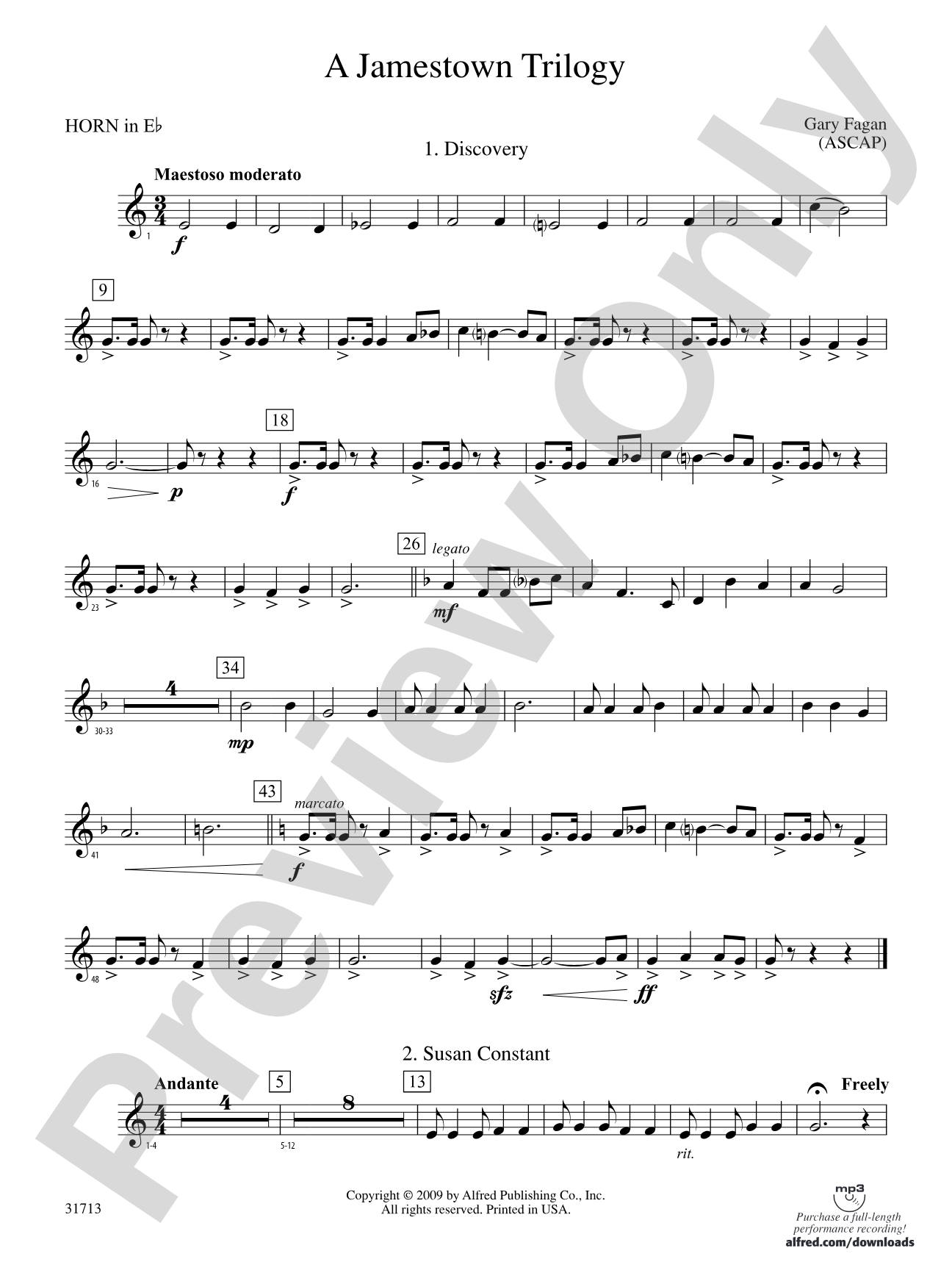 A Jamestown Trilogy: (wp) 1st Horn in E-flat