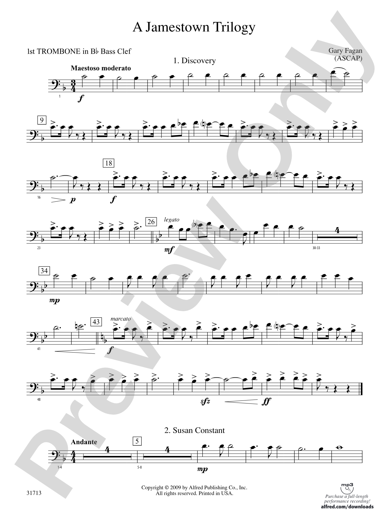 A Jamestown Trilogy: (wp) 1st B-flat Trombone B.C.