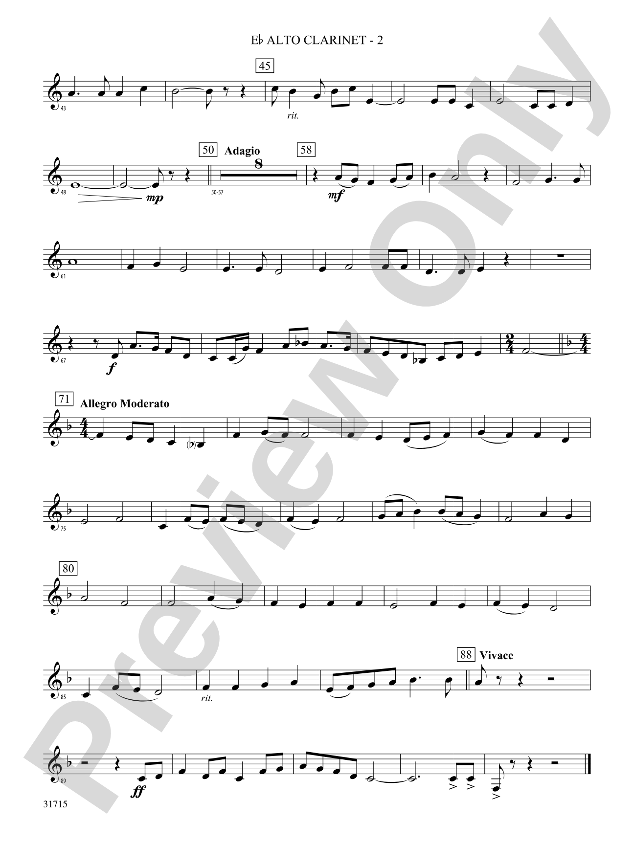 Early American Hymn Song: (wp) E-flat Alto Clarinet
