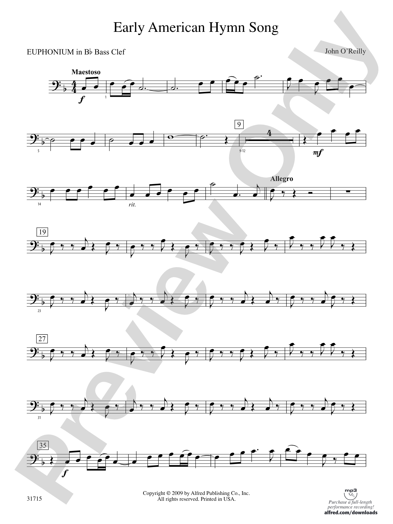 Early American Hymn Song: (wp) B-flat Baritone B.C.