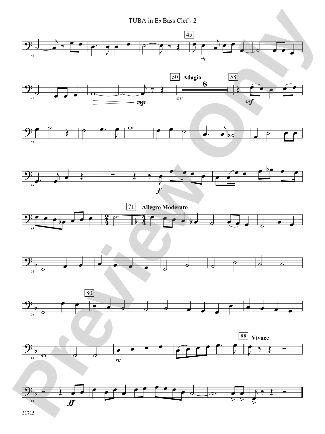 Early American Hymn Song: (wp) E-flat Tuba B.C.