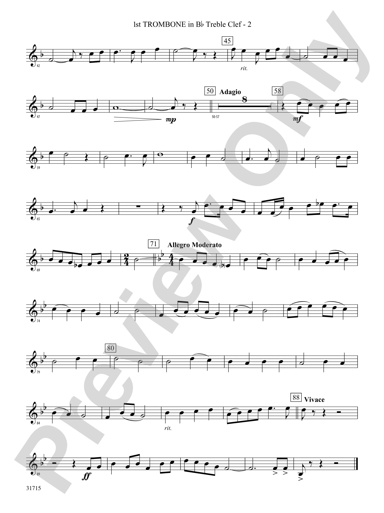 Early American Hymn Song: (wp) 1st B-flat Trombone T.C.