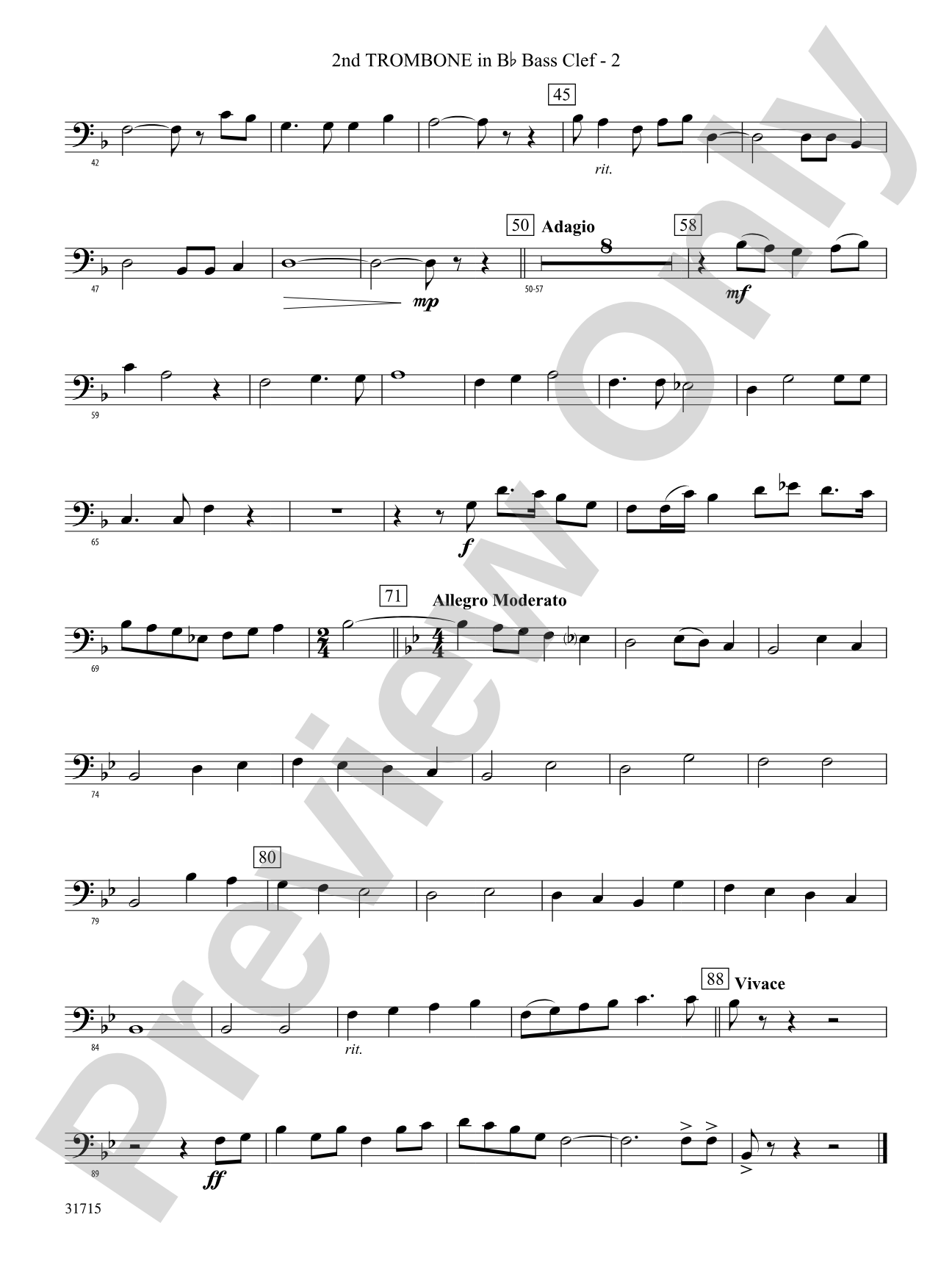 Early American Hymn Song: (wp) 2nd B-flat Trombone B.C.