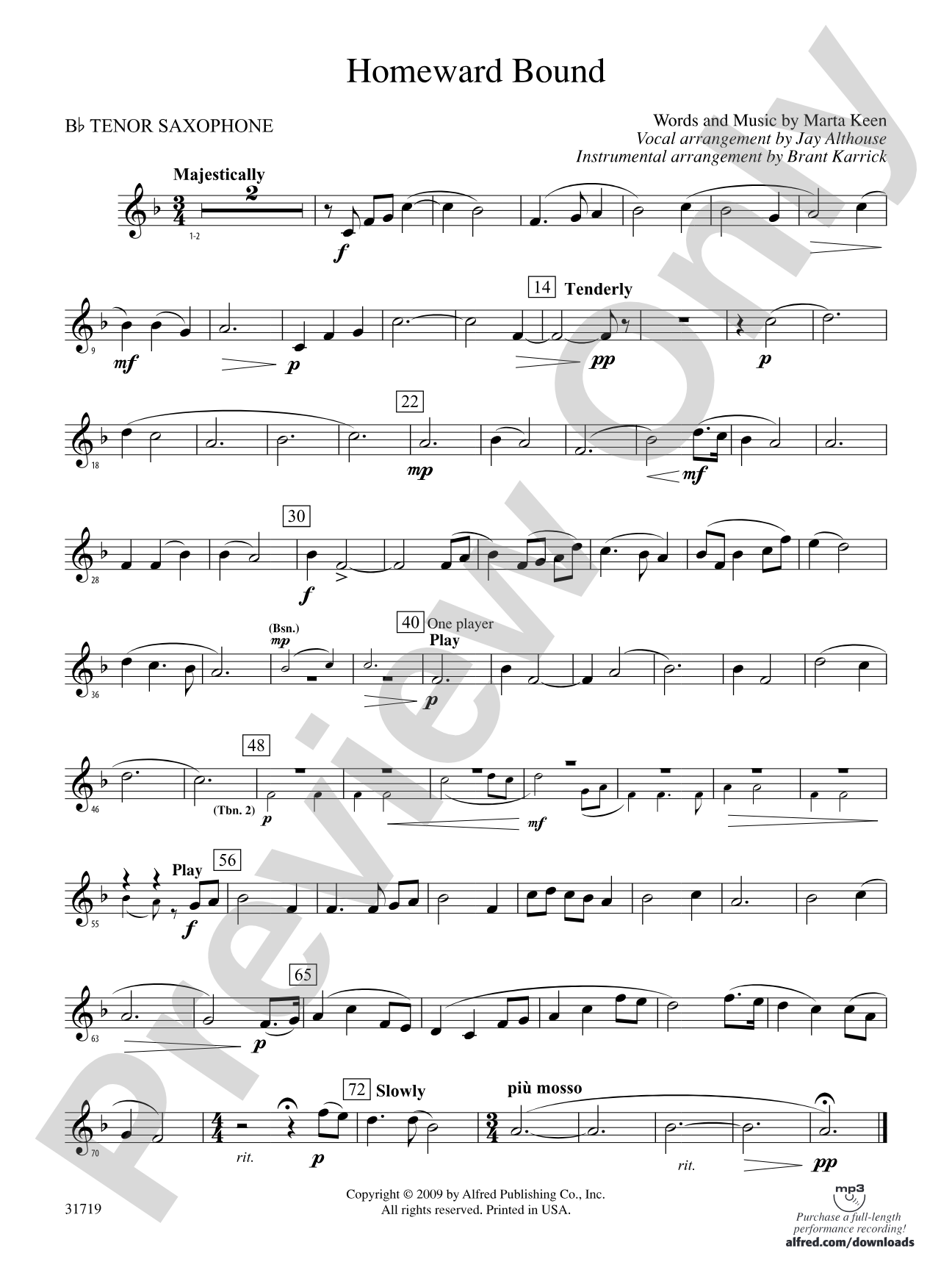 Homeward Bound: B-flat Tenor Saxophone