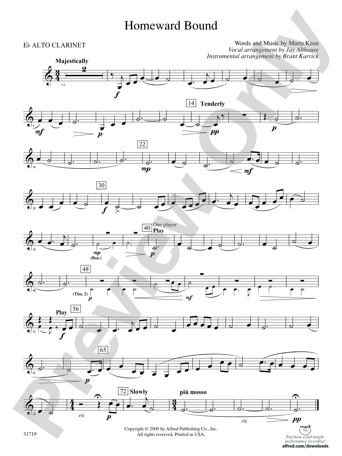 Homeward Bound: (wp) E-flat Alto Clarinet
