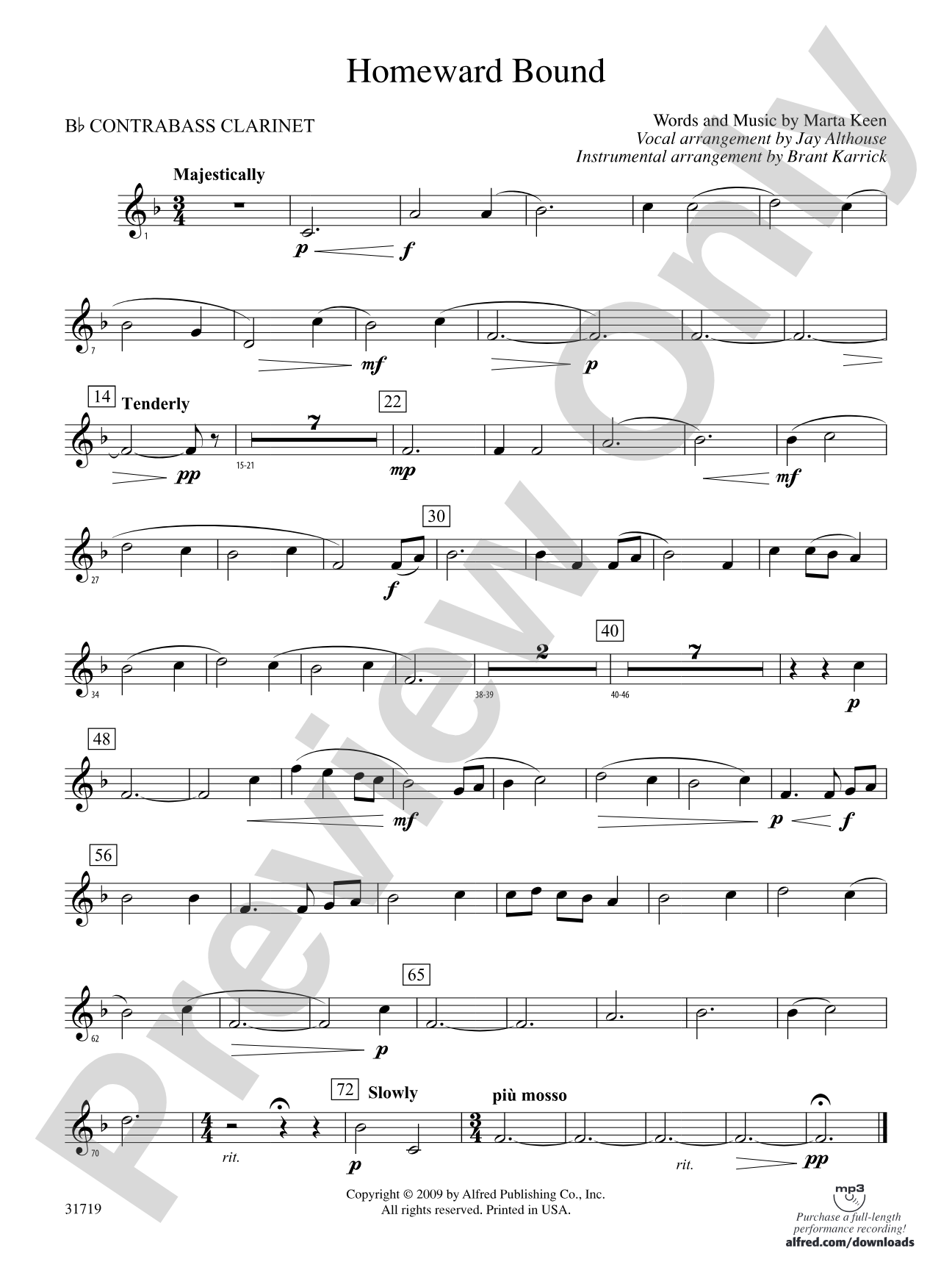 Homeward Bound: (wp) B-flat Contrabass Clarinet