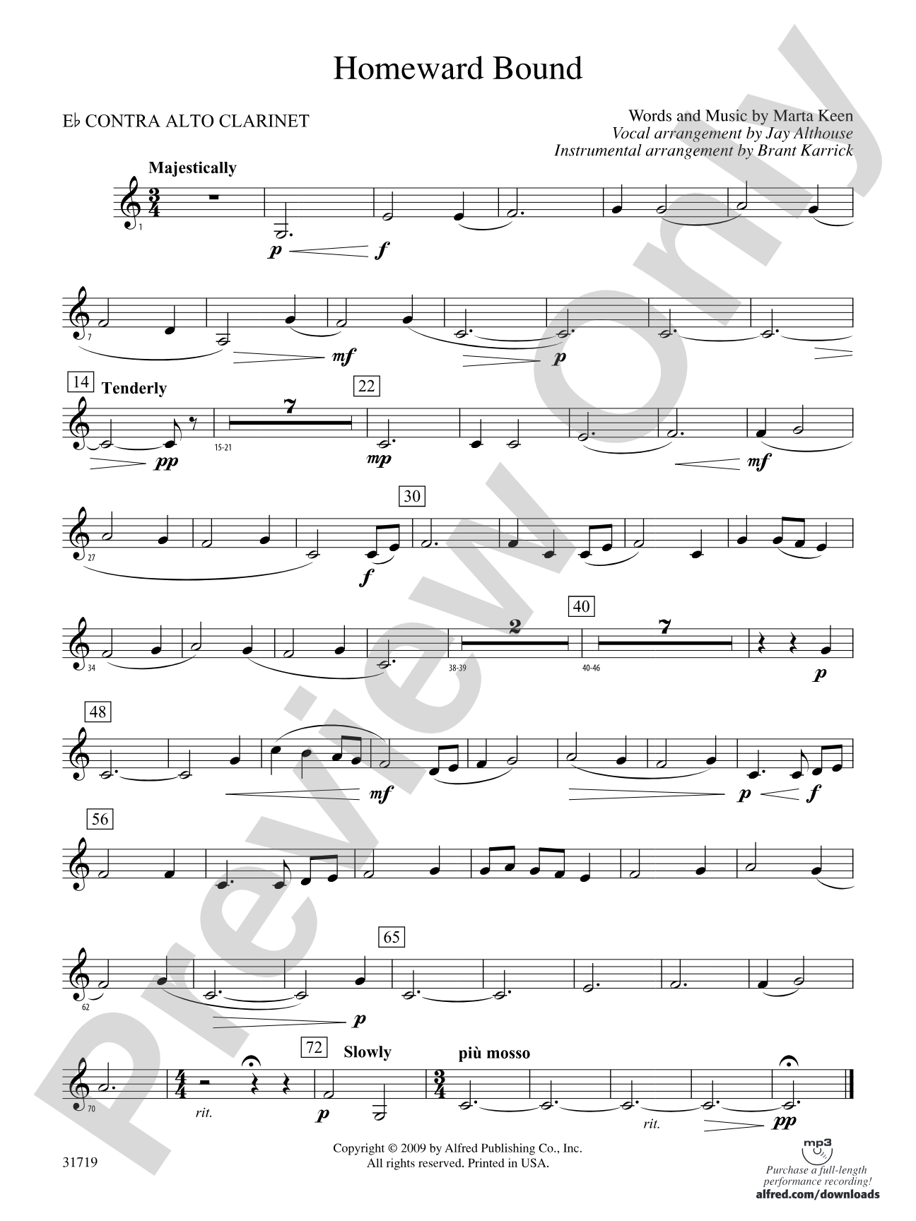 Homeward Bound: (wp) E-flat Contrabass Clarinet