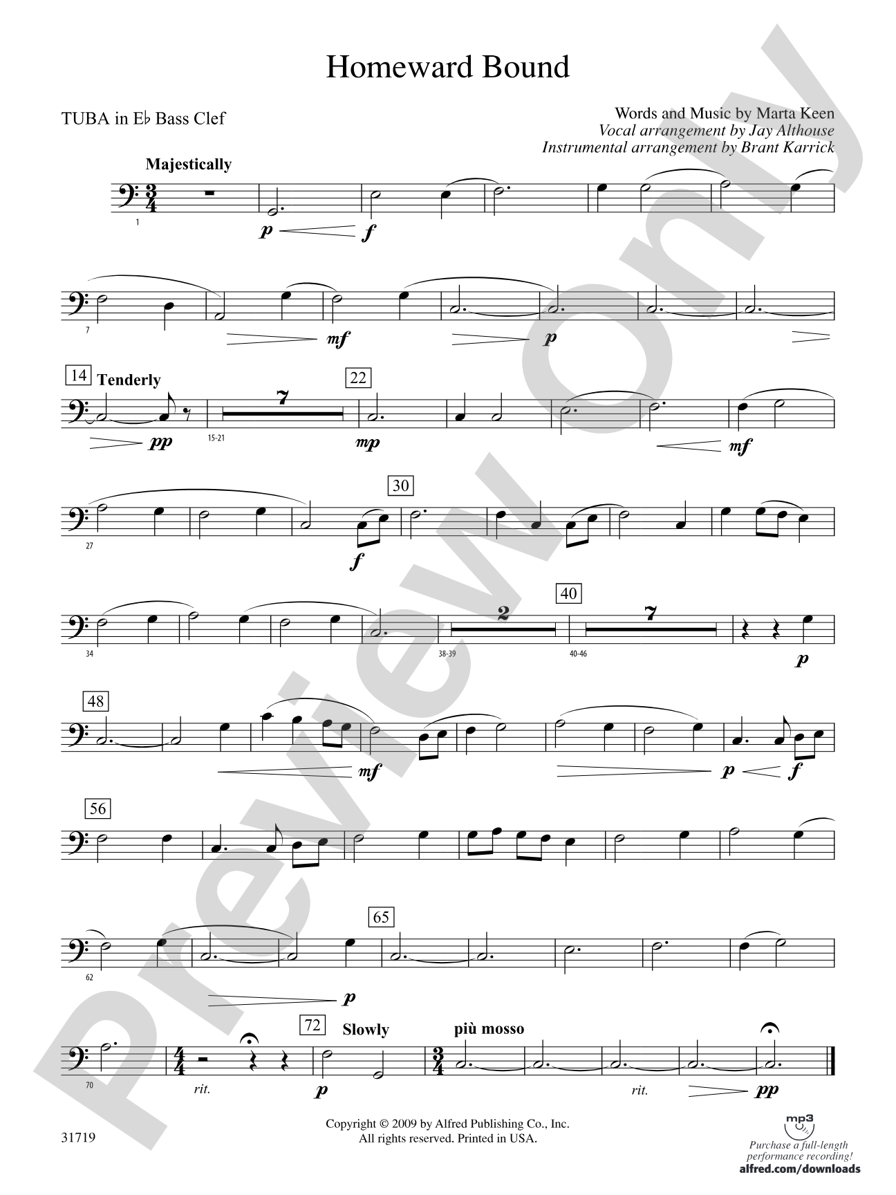 Homeward Bound: (wp) E-flat Tuba B.C.