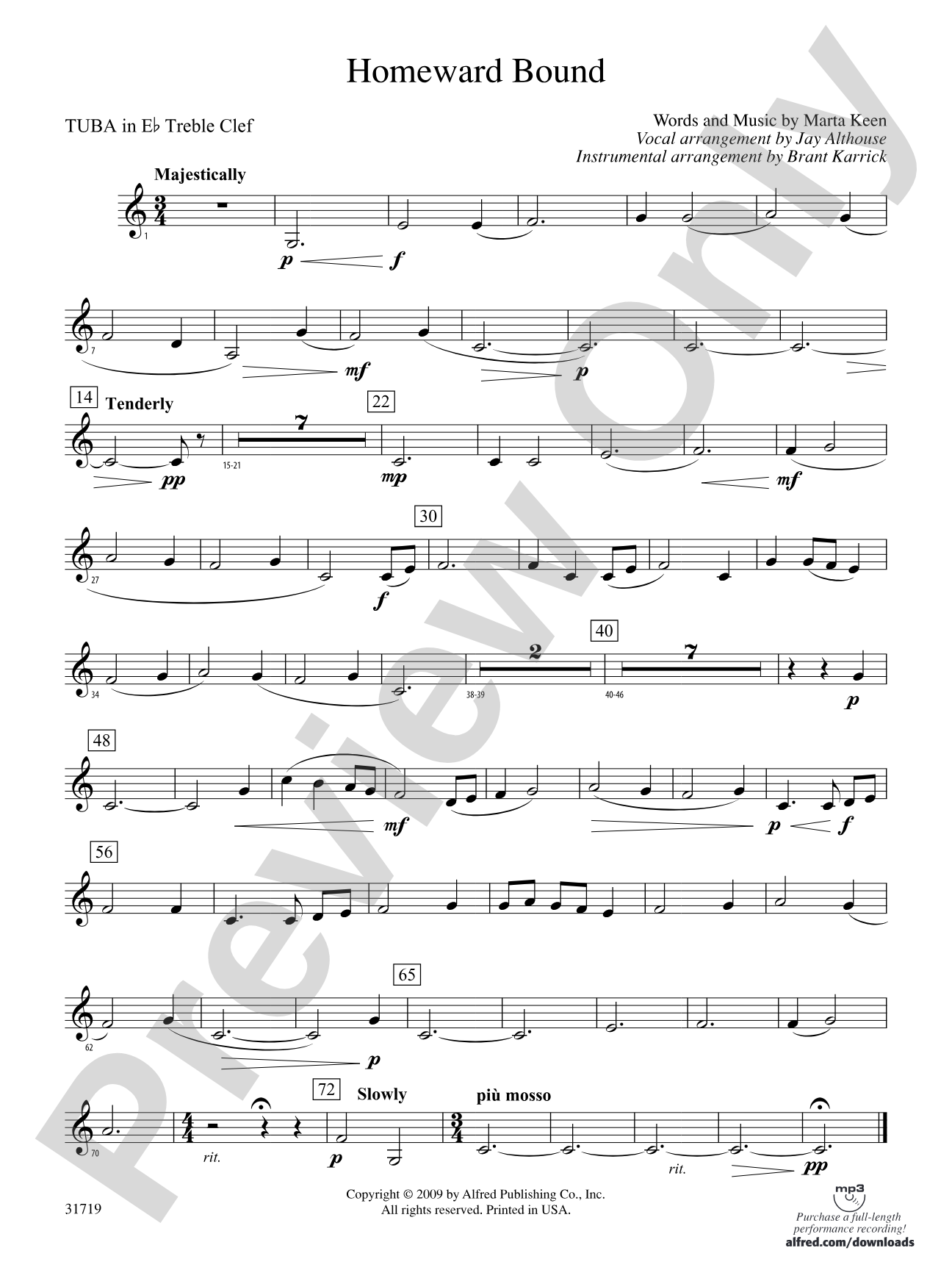 Homeward Bound: (wp) E-flat Tuba T.C.