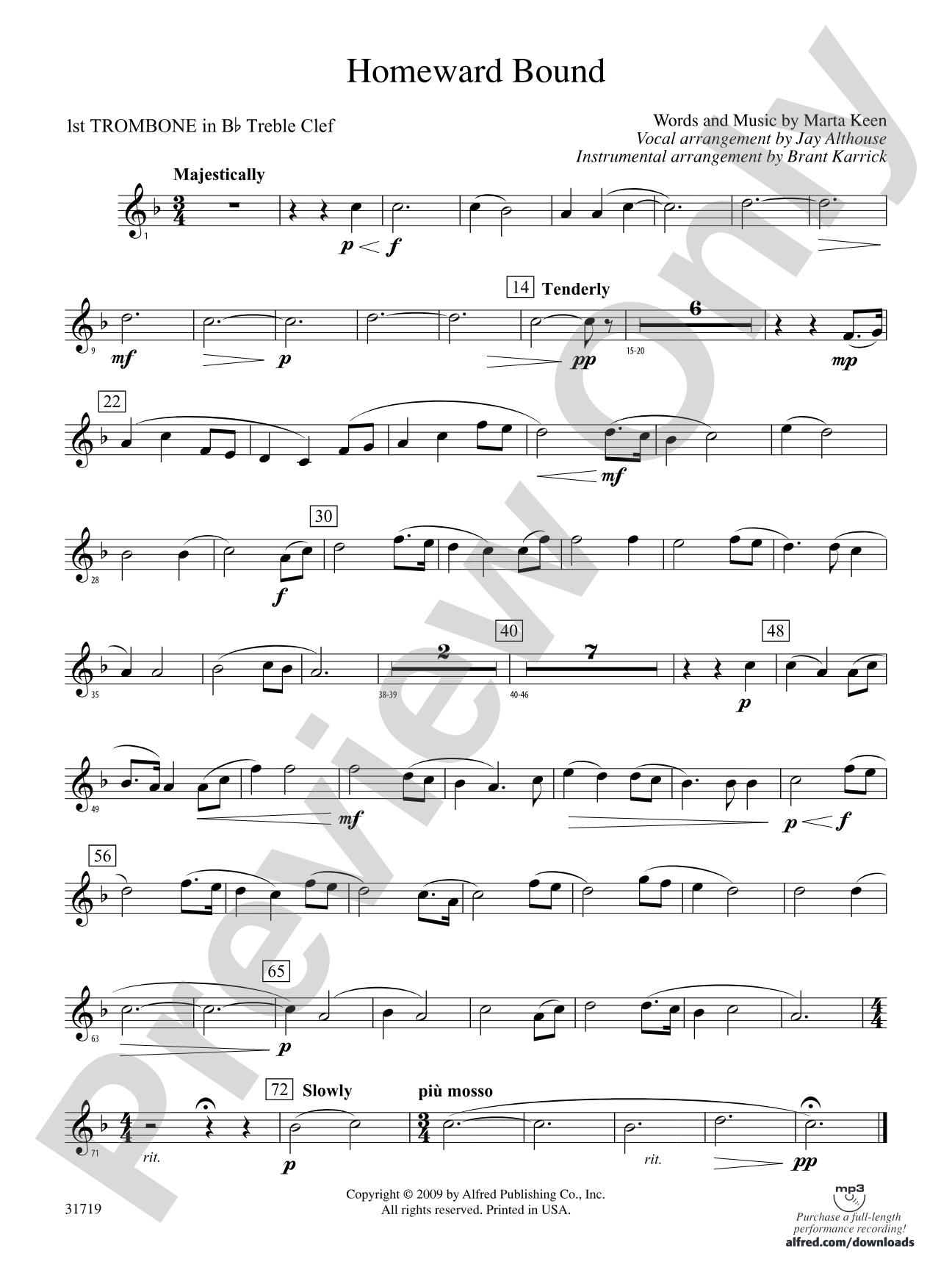 Homeward Bound: (wp) 1st B-flat Trombone T.C.