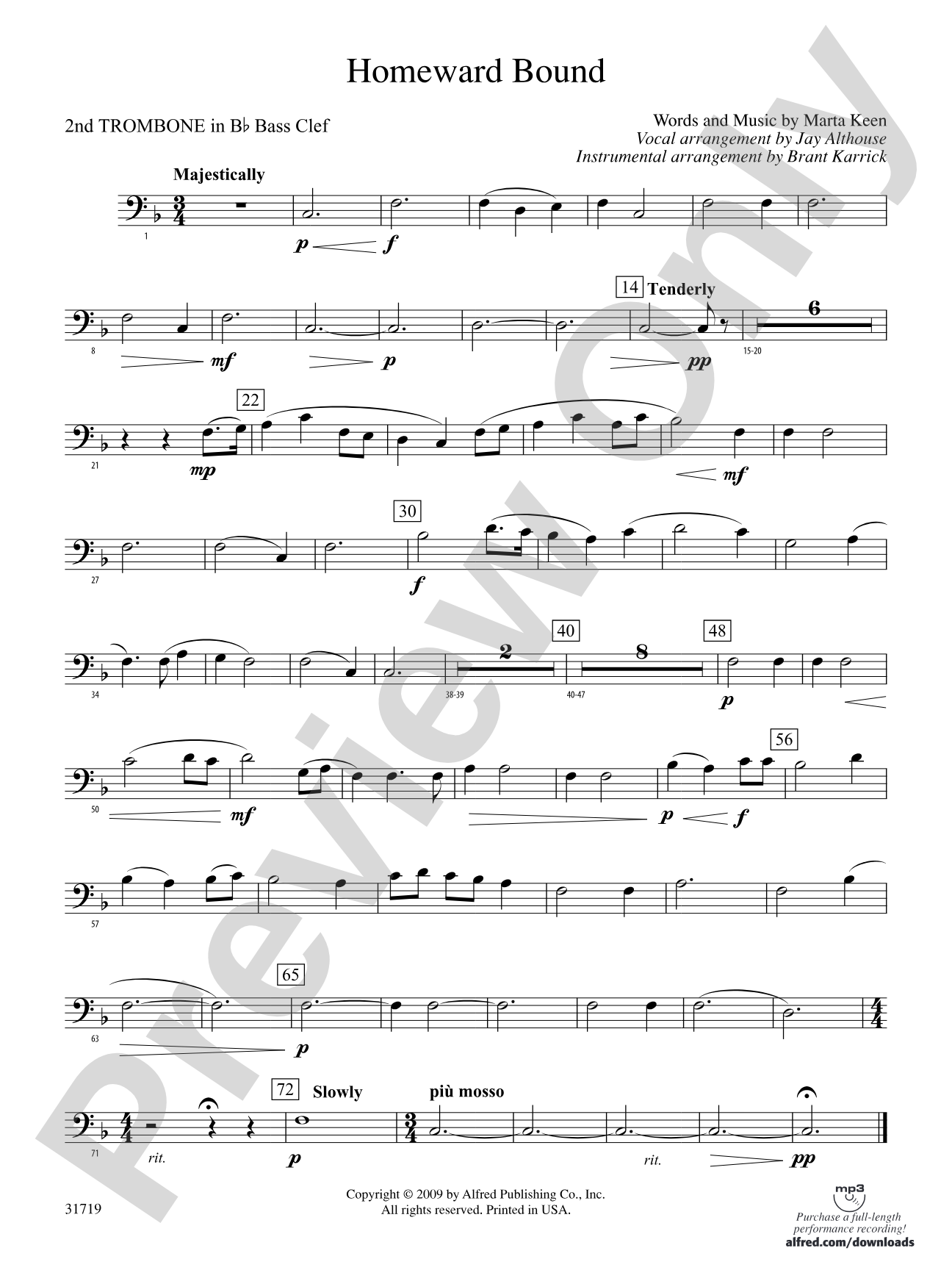 Homeward Bound: (wp) 2nd B-flat Trombone B.C.