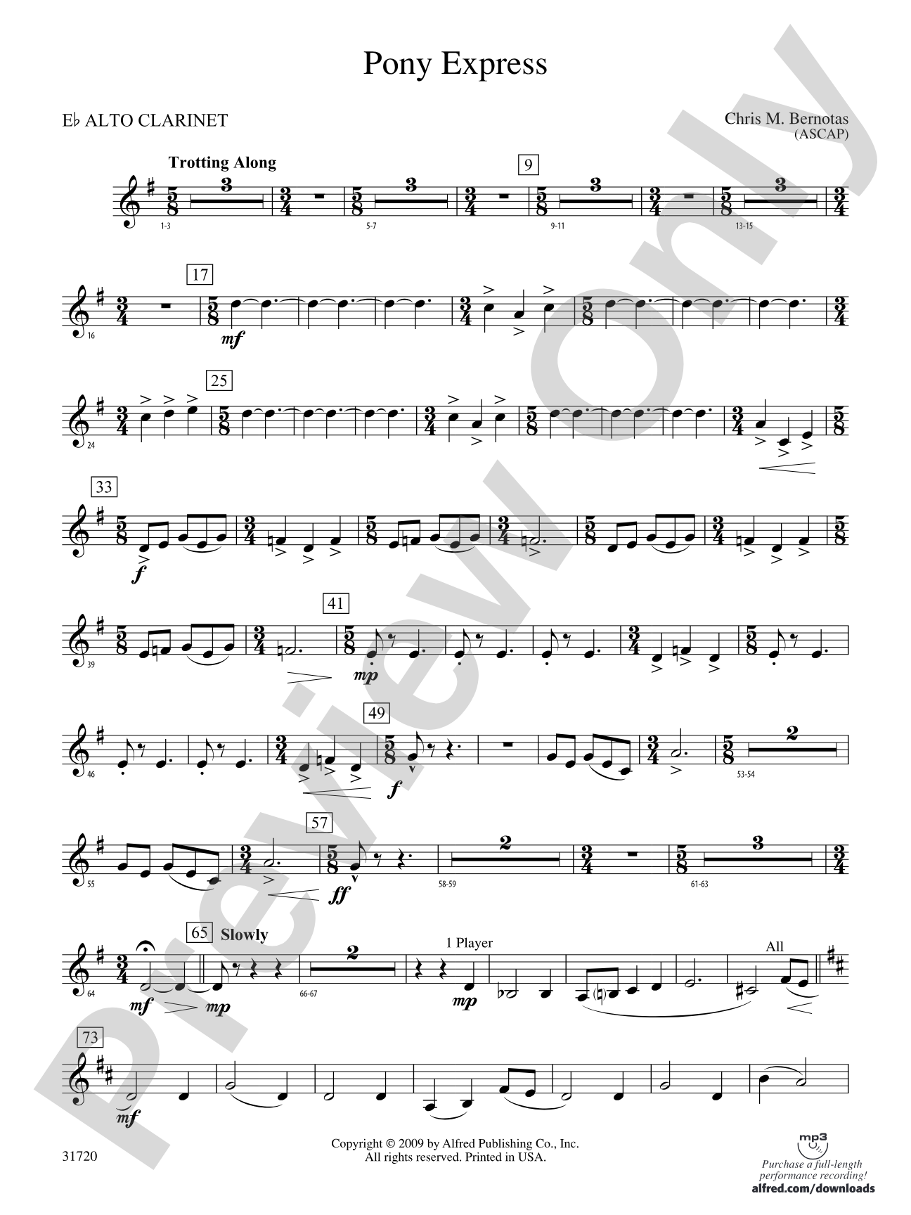 Pony Express: (wp) E-flat Alto Clarinet