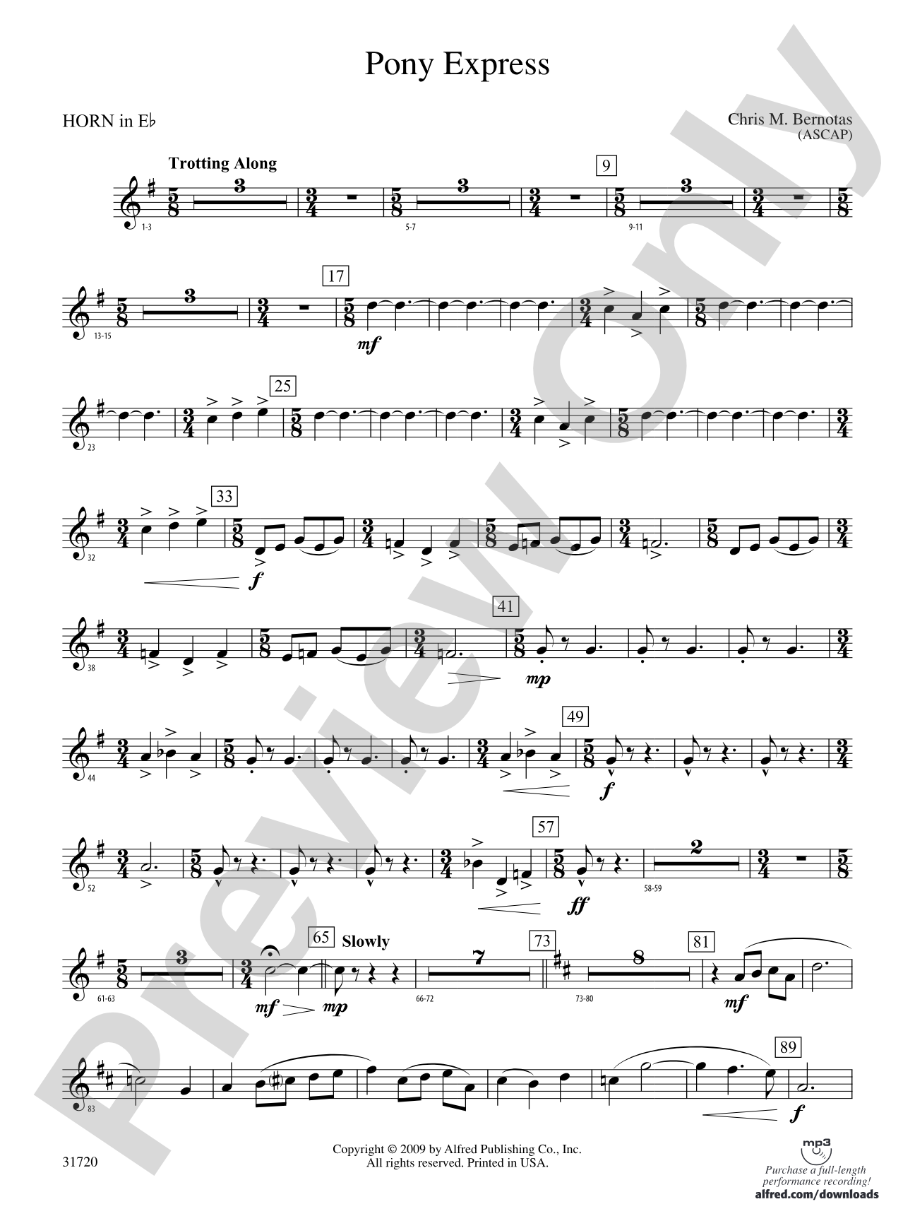 Pony Express: (wp) 1st Horn in E-flat