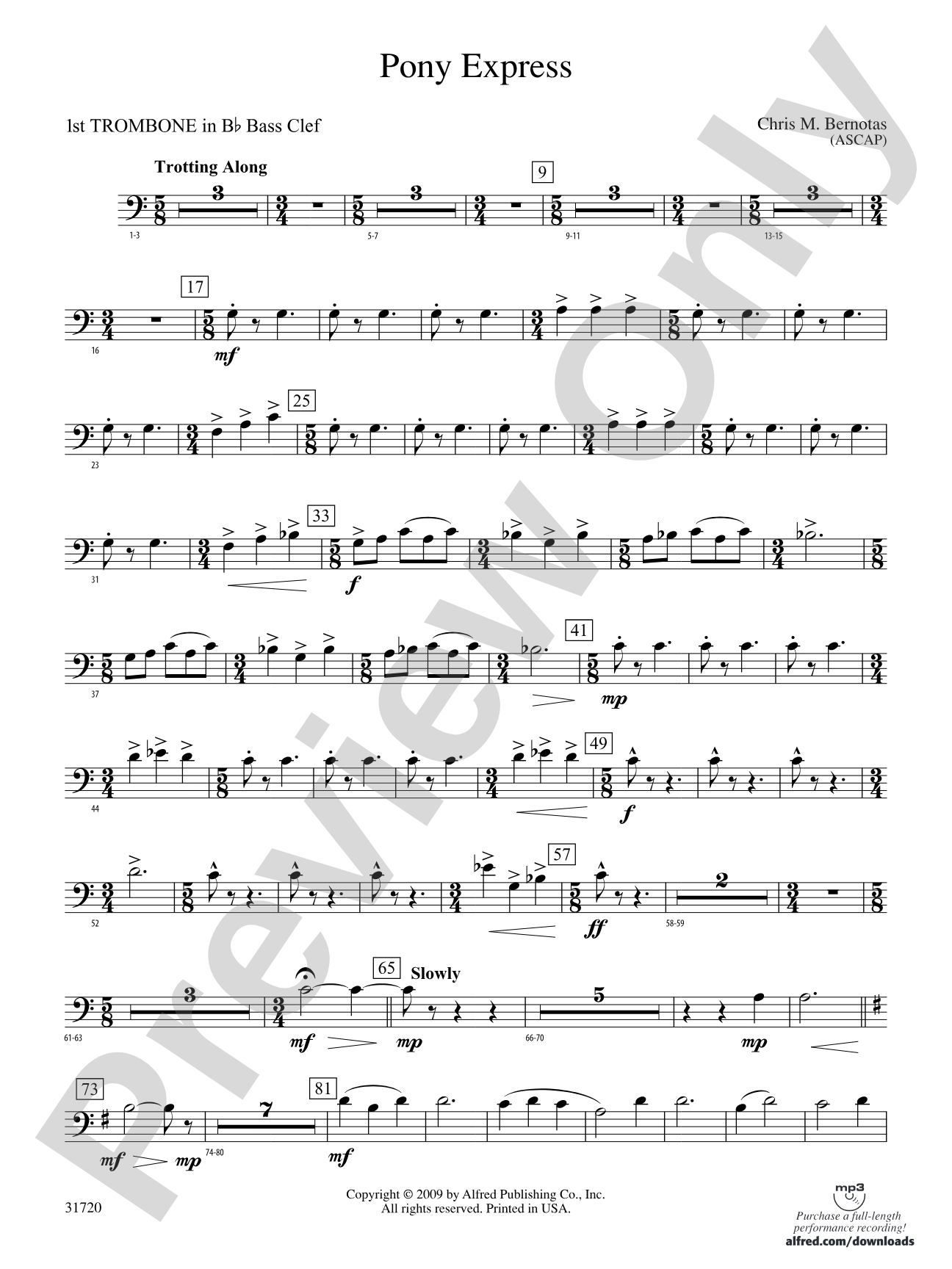 Pony Express: (wp) 1st B-flat Trombone B.C.
