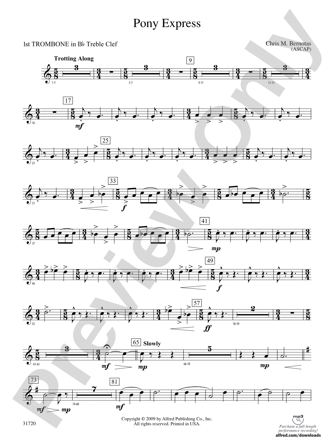 Pony Express: (wp) 1st B-flat Trombone T.C.