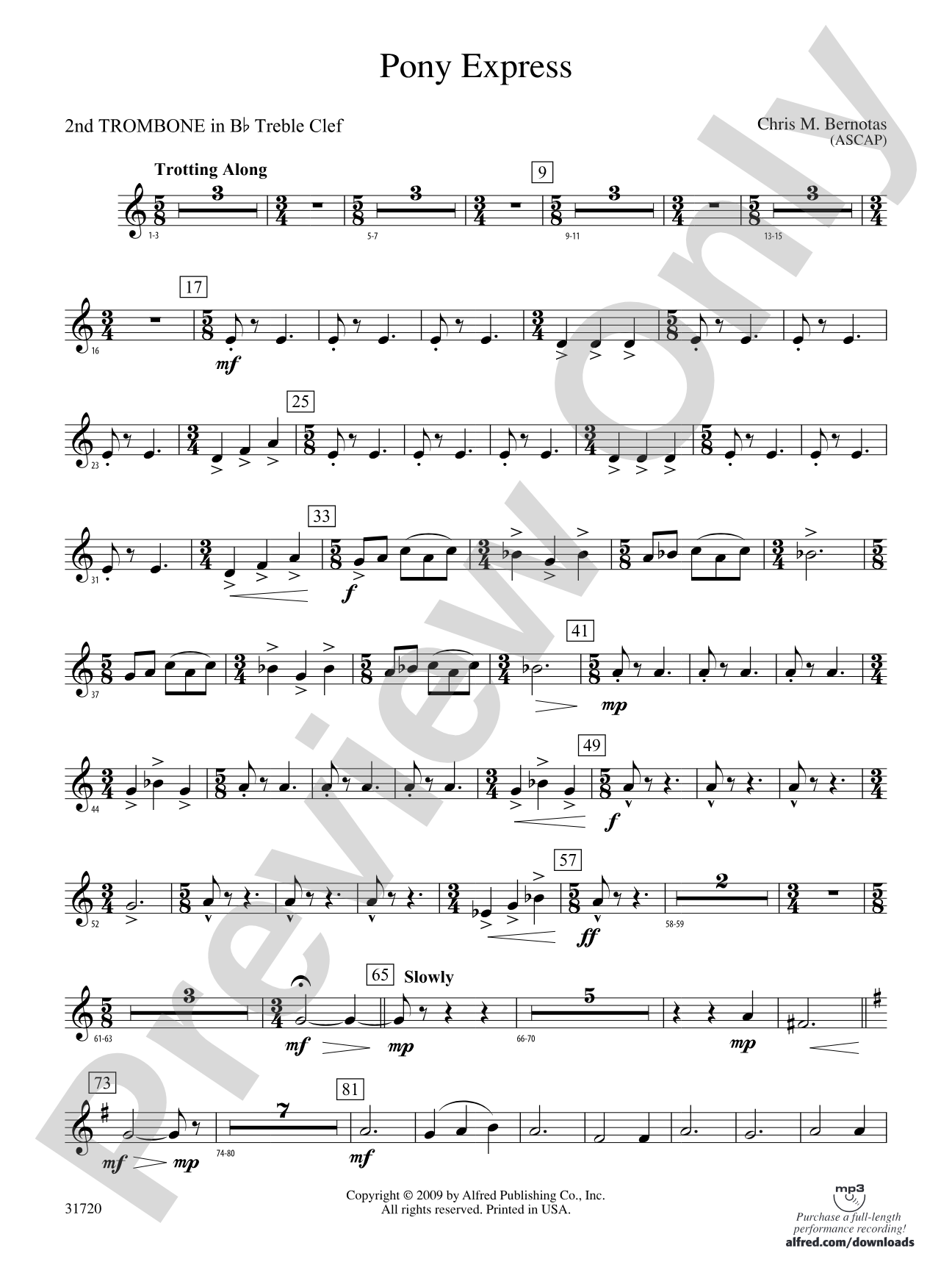 Pony Express: (wp) 2nd B-flat Trombone T.C.
