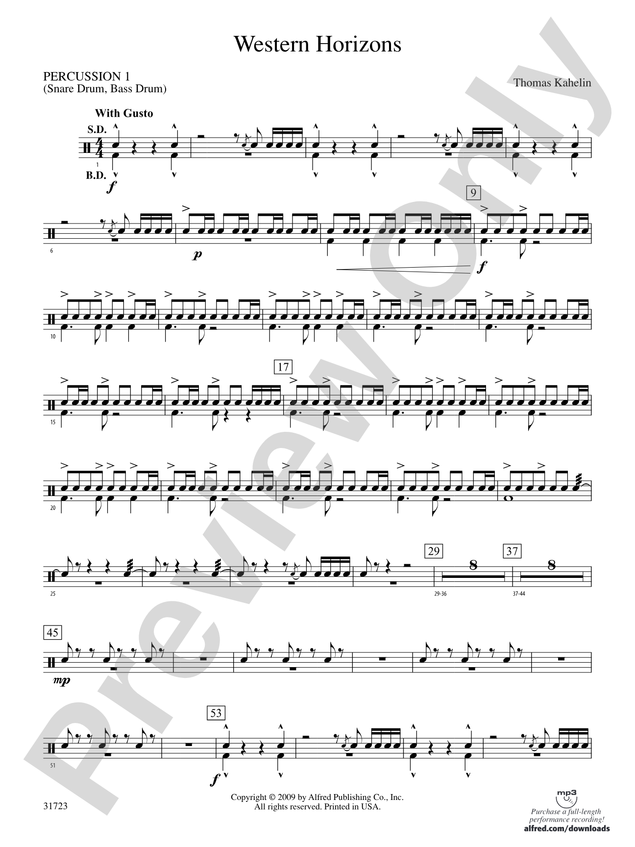 Western Horizons: 1st Percussion