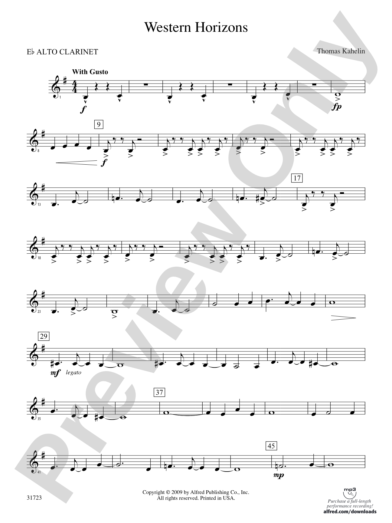 Western Horizons: (wp) E-flat Alto Clarinet