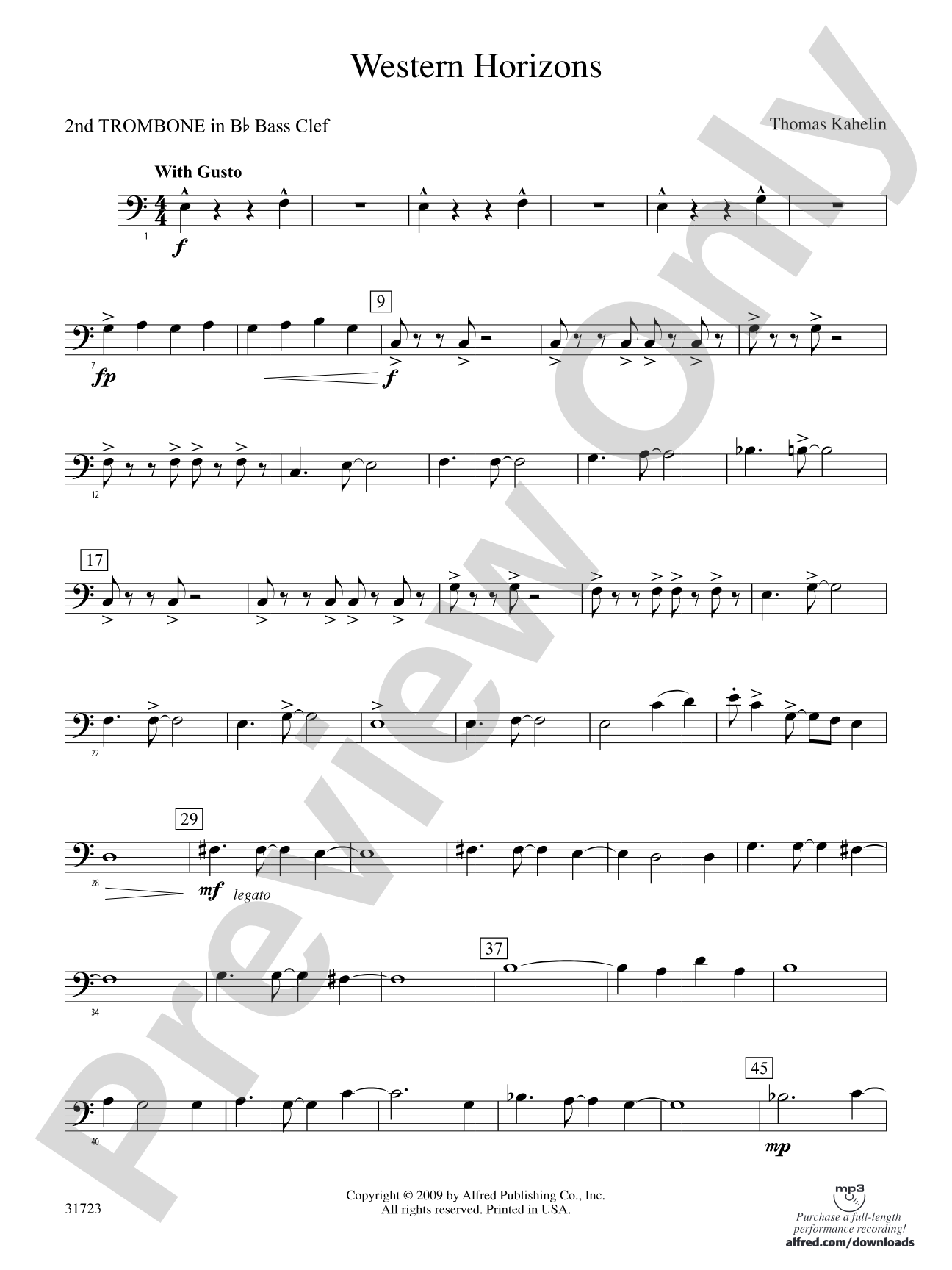 Western Horizons: (wp) 2nd B-flat Trombone B.C.