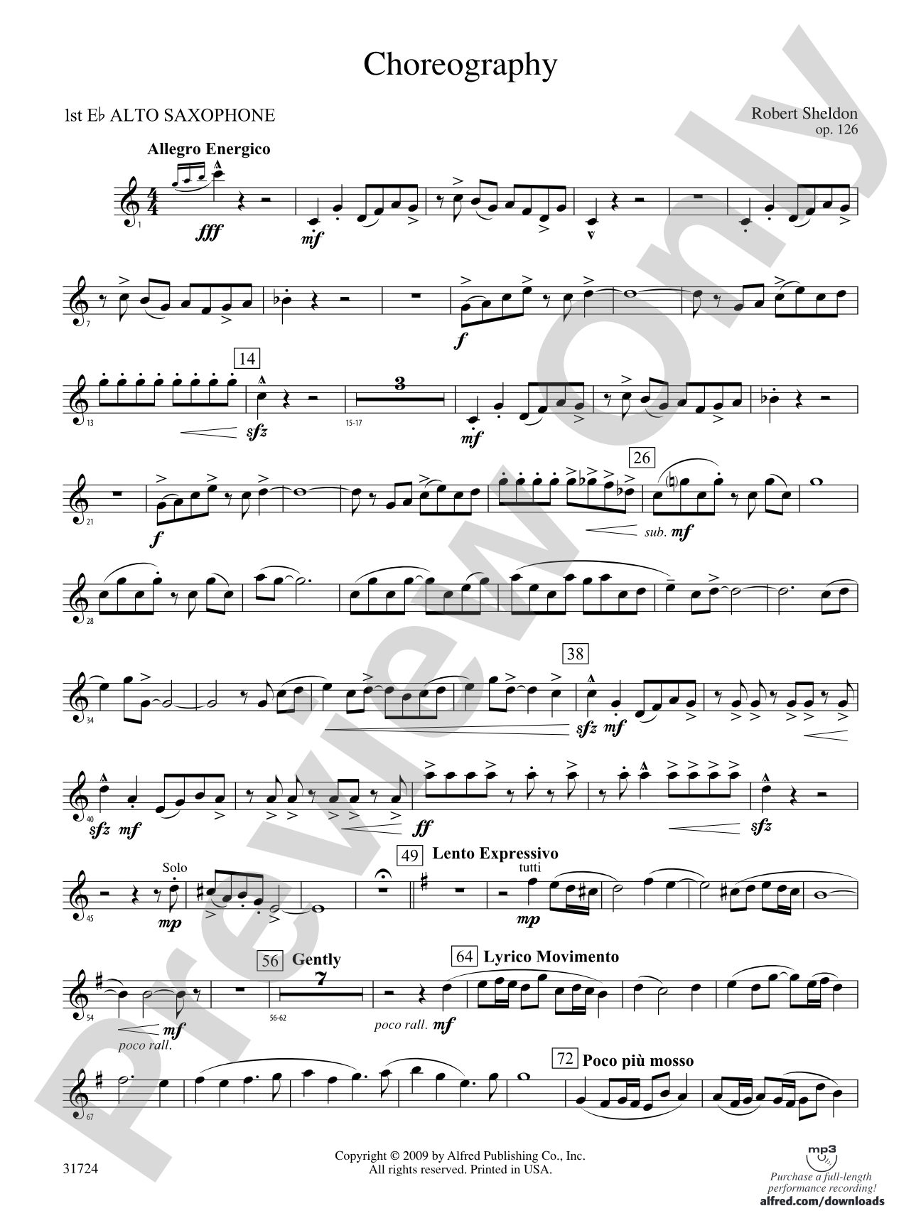 Choreography: E-flat Alto Saxophone