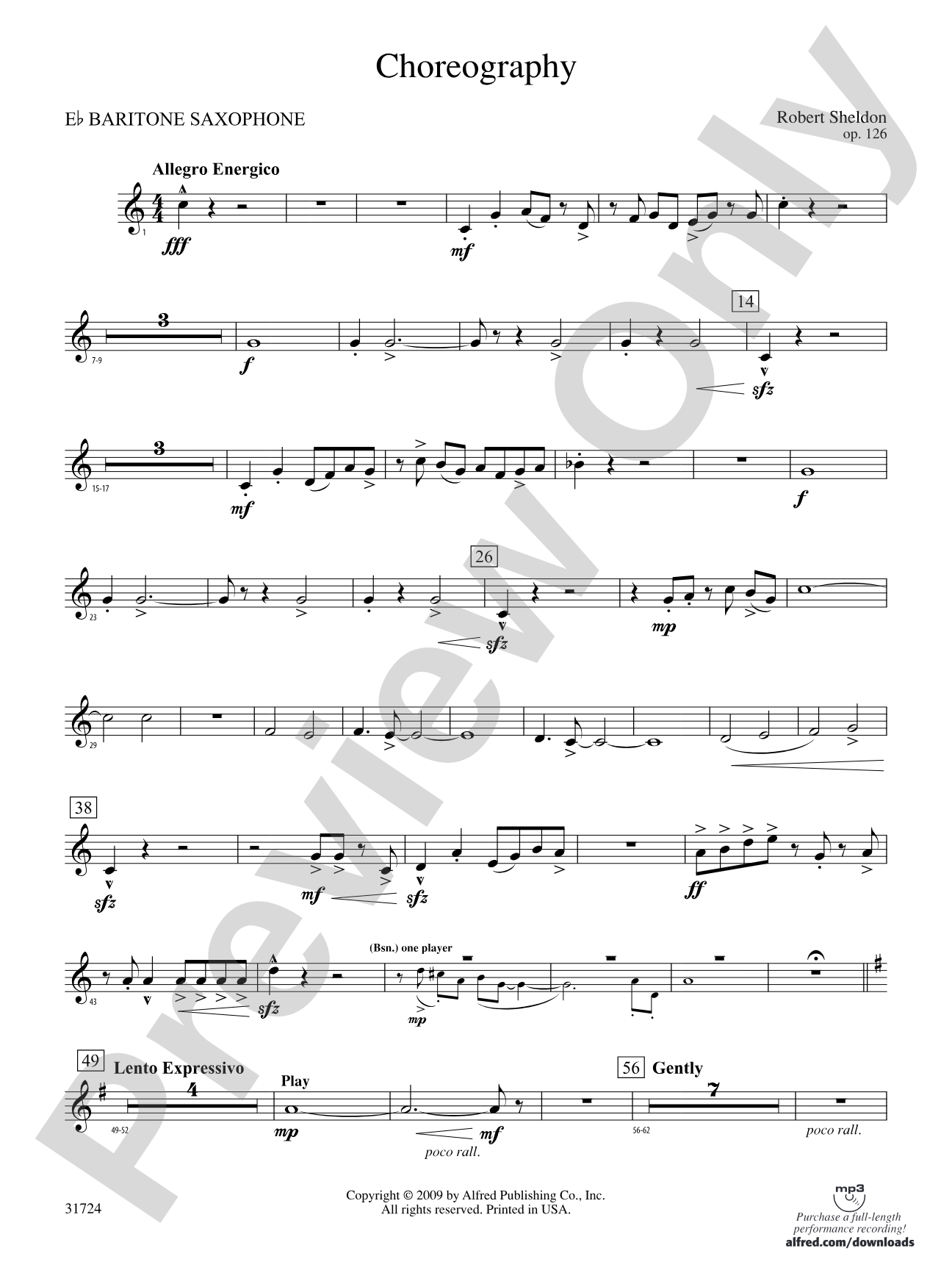 Choreography: E-flat Baritone Saxophone