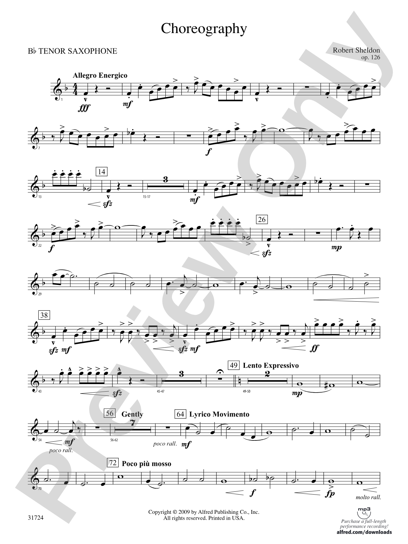 Choreography: B-flat Tenor Saxophone