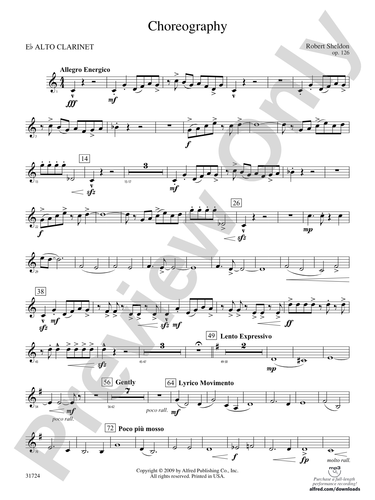 Choreography: (wp) E-flat Alto Clarinet